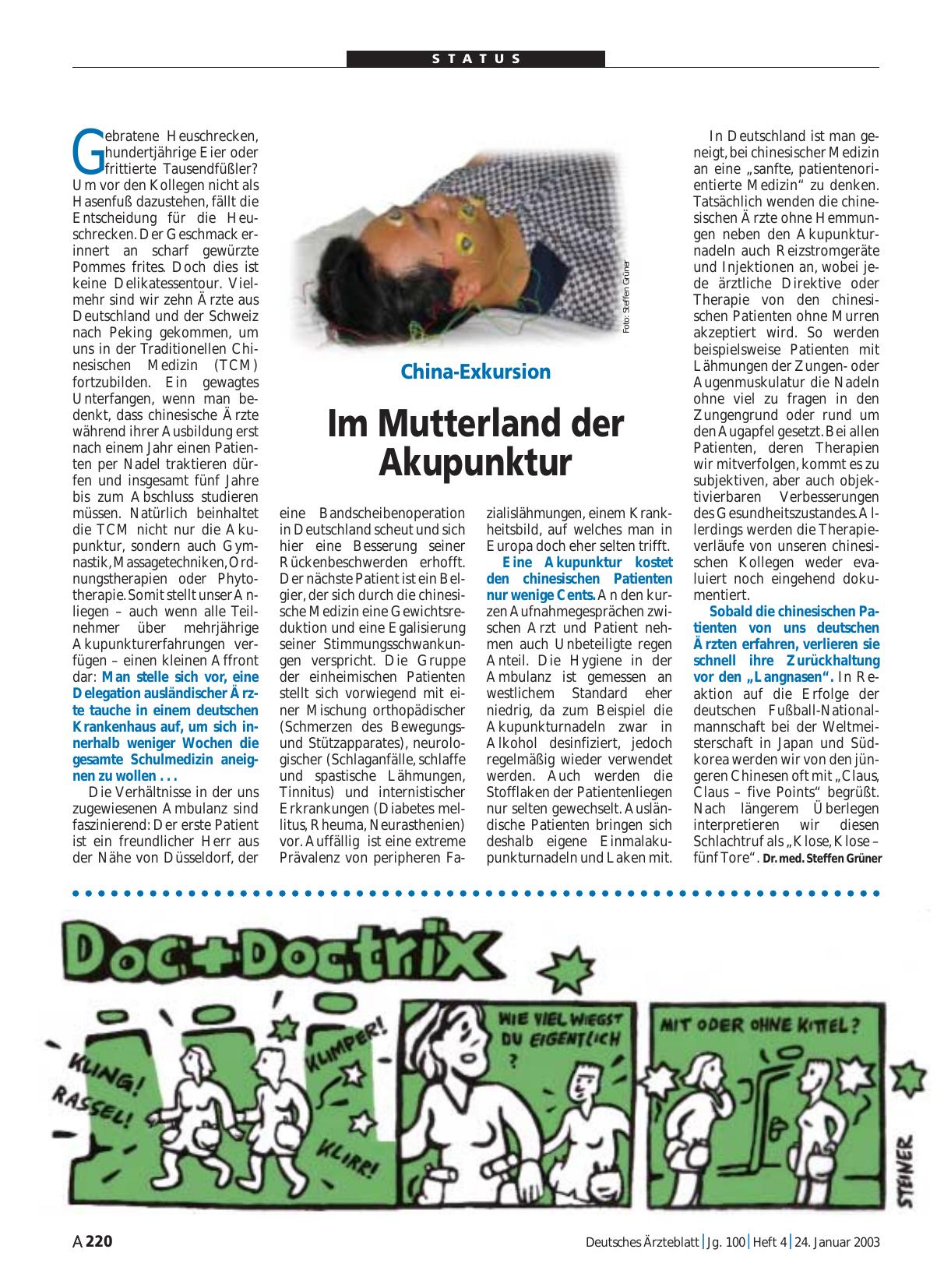 Vorschauseite 1: China-Exkursion: Im Mutterland der Akupunktur