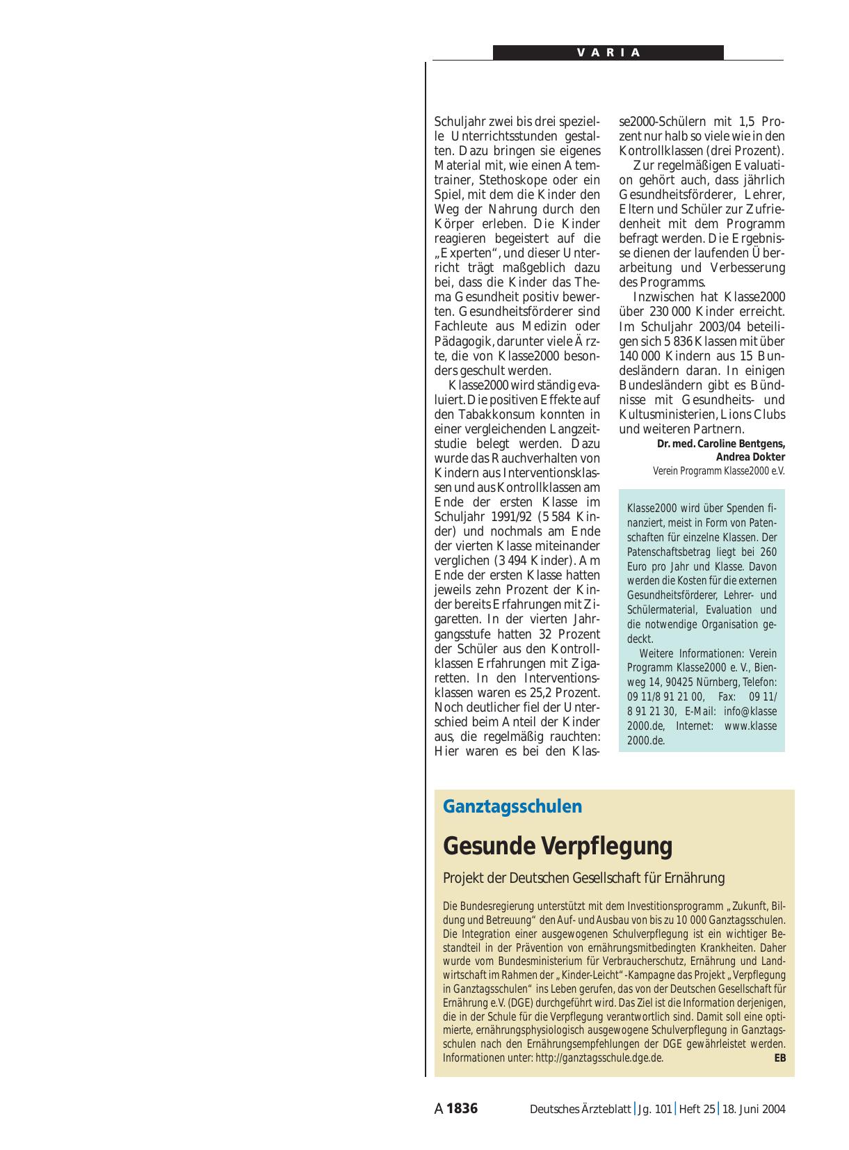 Vorschauseite 1: Ganztagsschulen: Gesunde Verpflegung