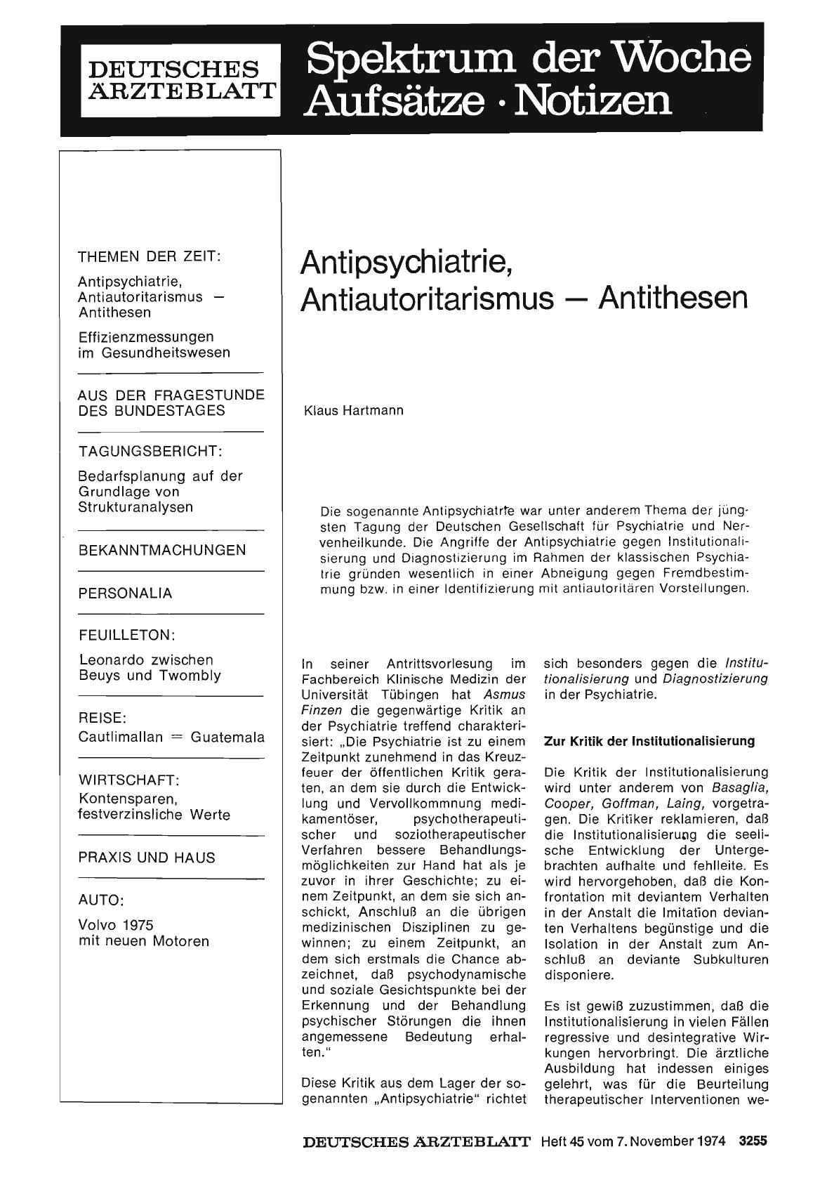 Vorschauseite 1: Antipsychiatrie, Antiautoritarismus — Antithesen