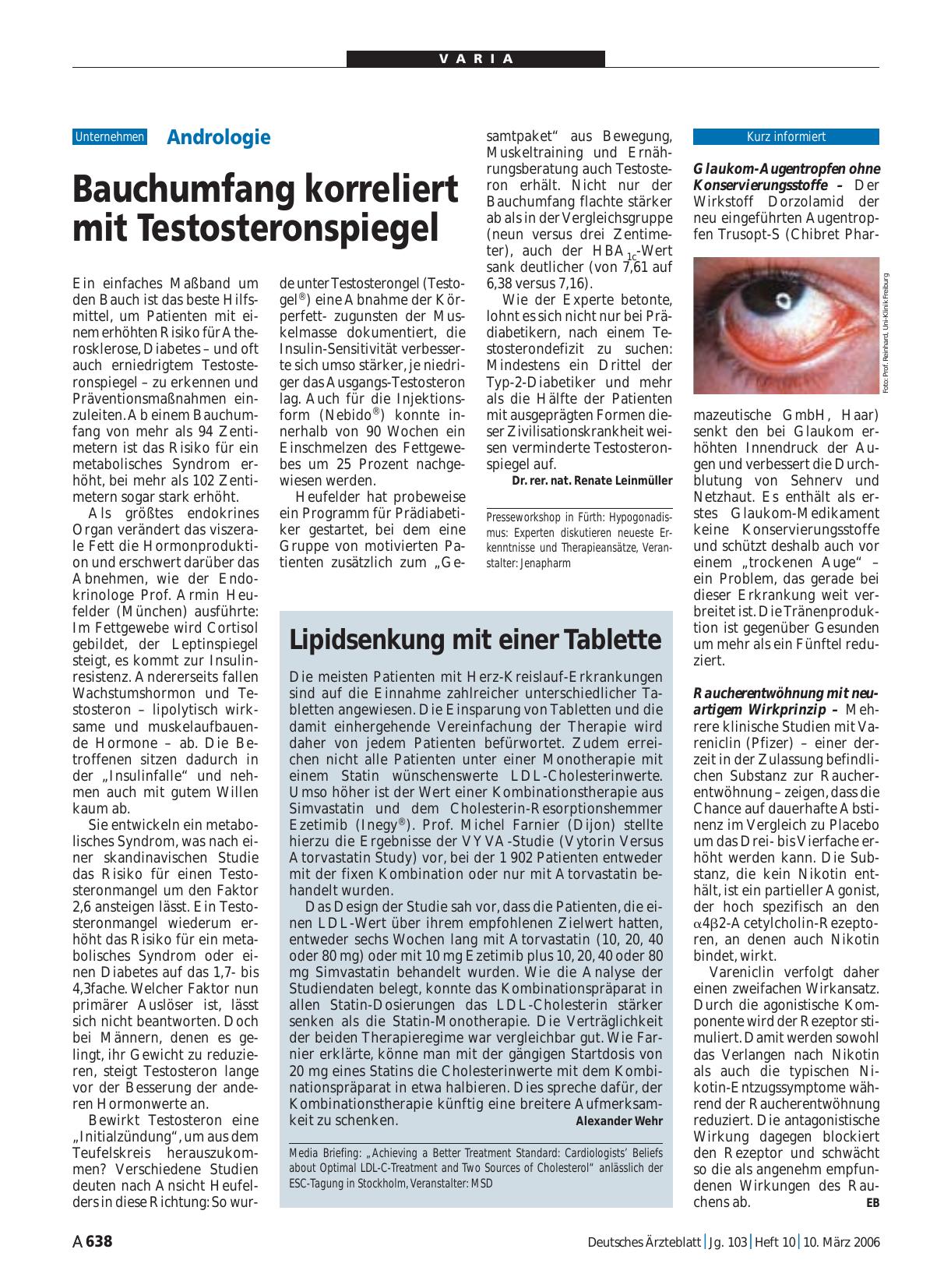 Vorschauseite 1: Andrologie: Bauchumfang korreliert mit Testosteronspiegel