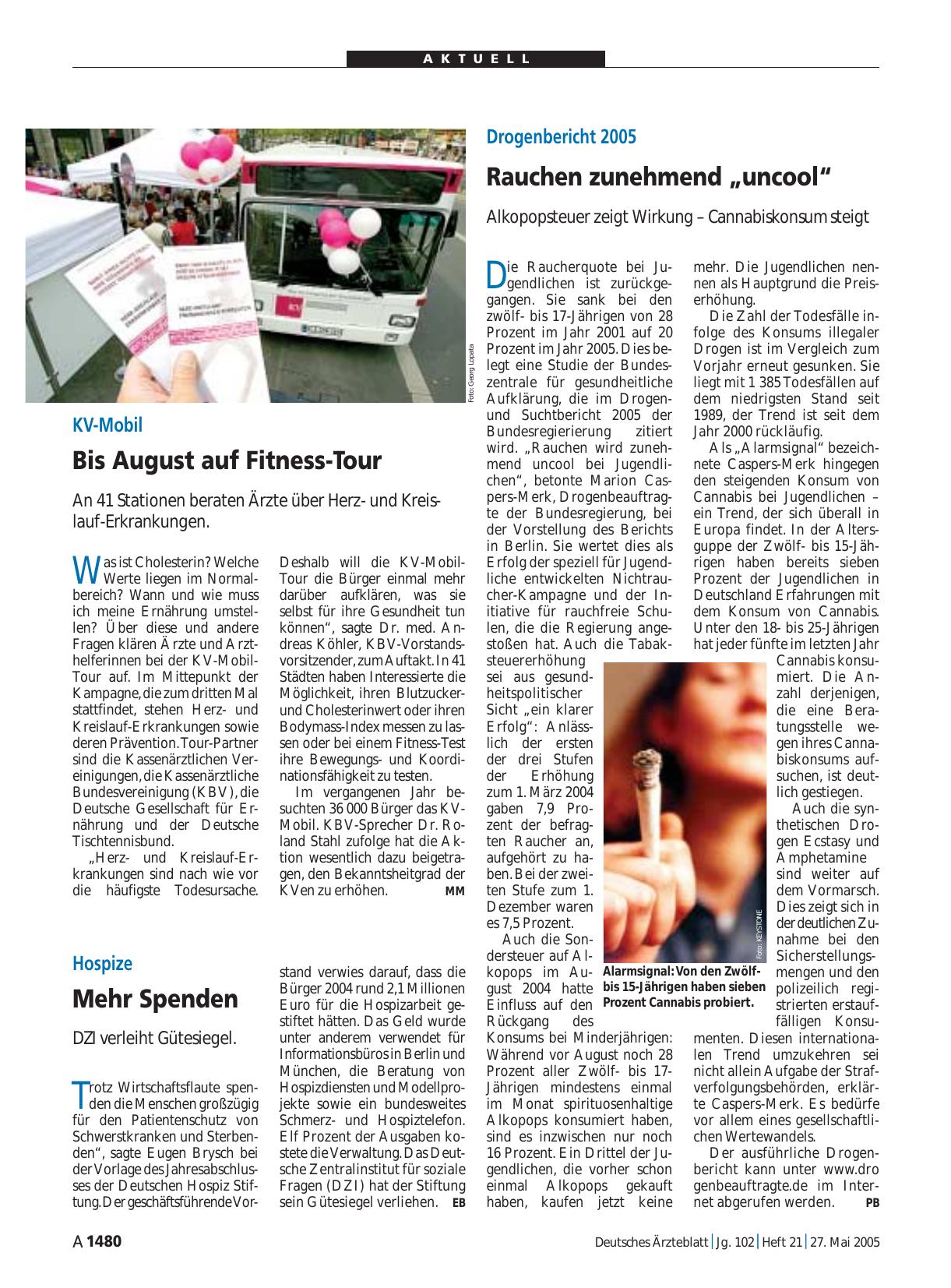Vorschauseite 1: KV-Mobil: Bis August auf Fitness-Tour