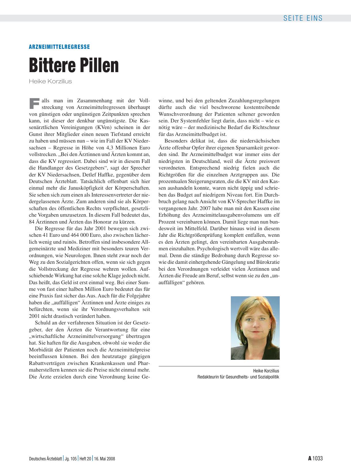 Vorschauseite 1: Arzneimittelregresse: Bittere Pillen