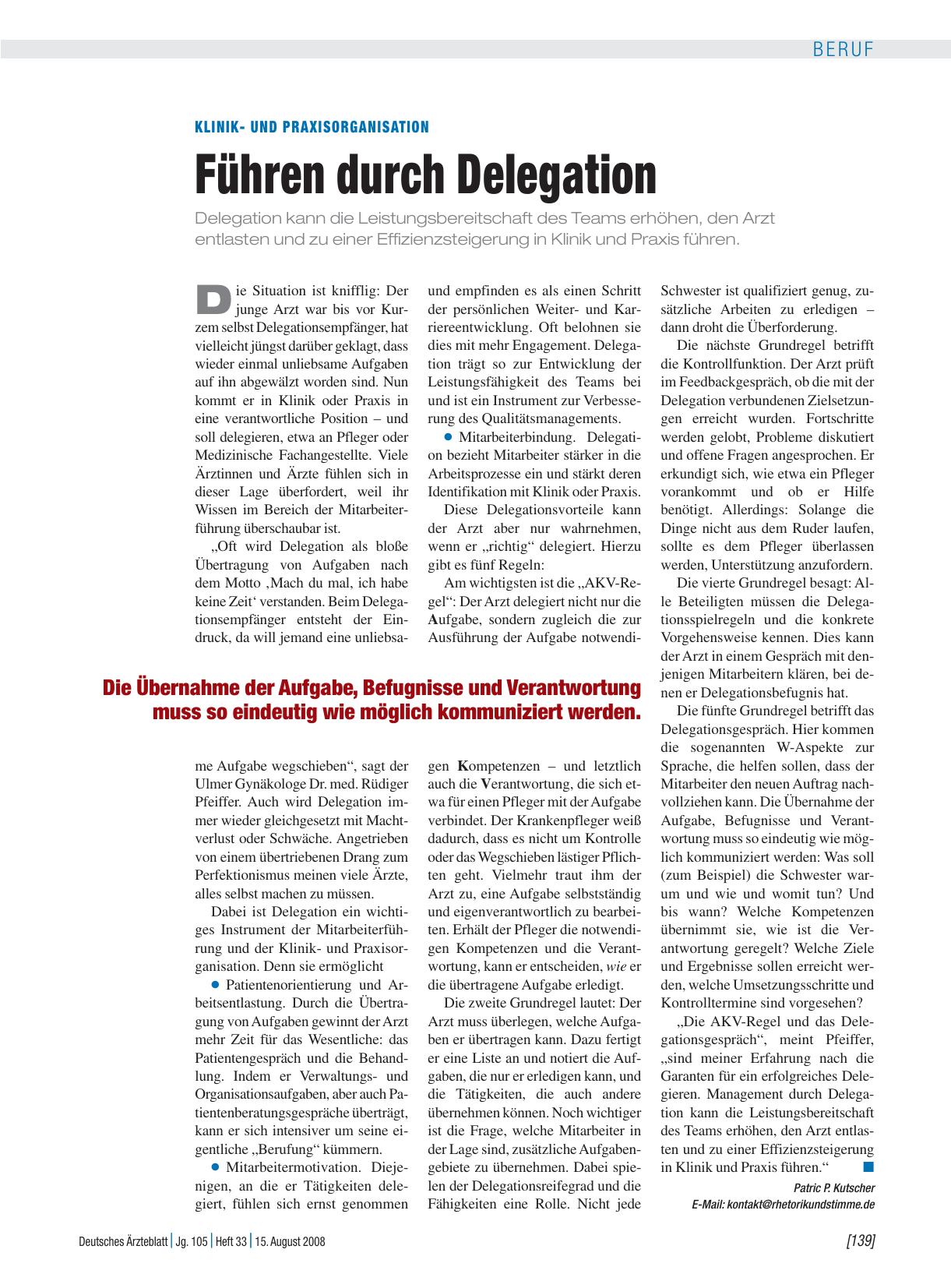 Vorschauseite 1: Klinikund Praxisorganisation: Führen durch Delegation