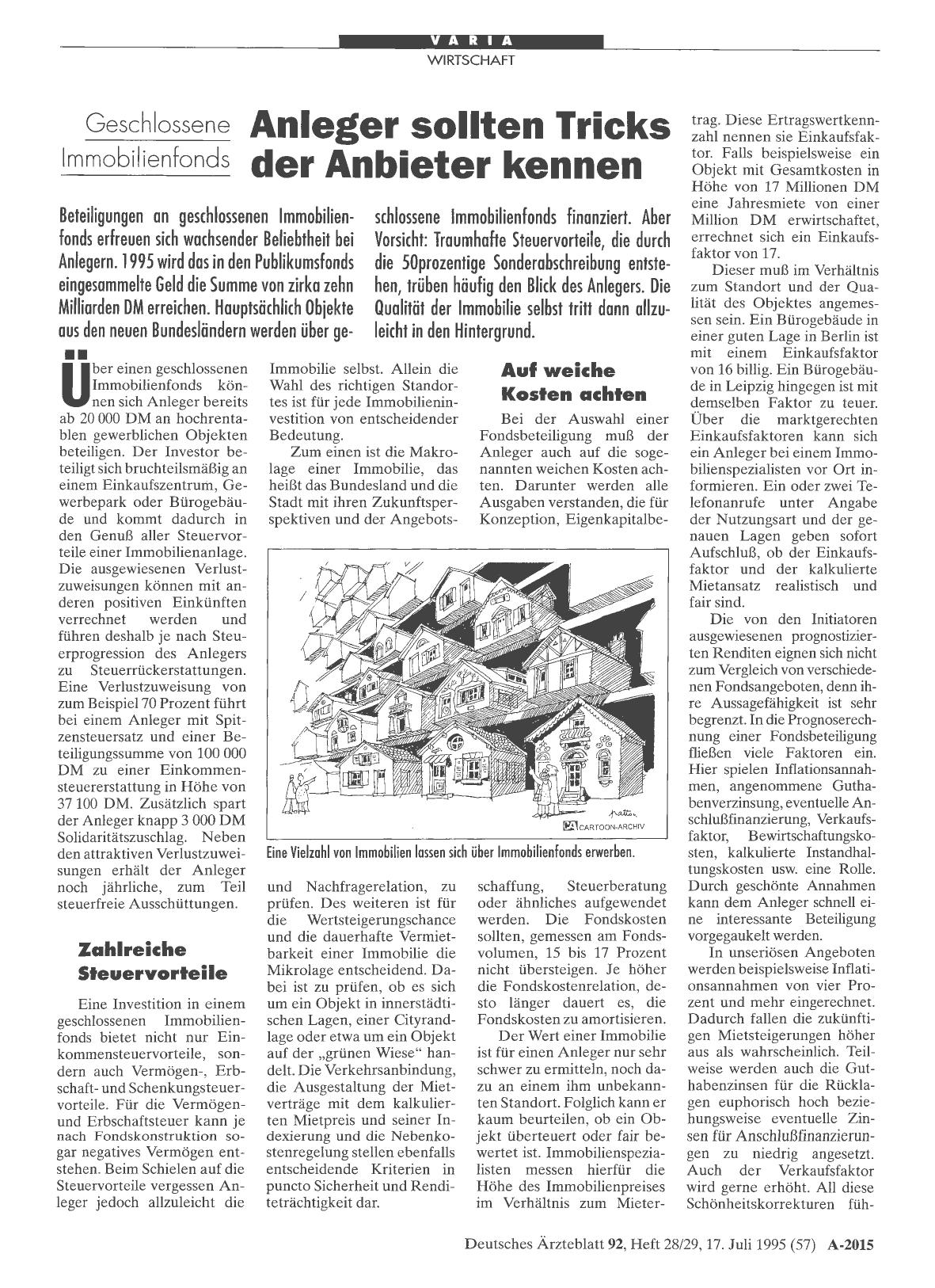 Vorschauseite 1: Geschlossene Immogilienfonds: Anleger sollten Tricks der Anbieter kennen