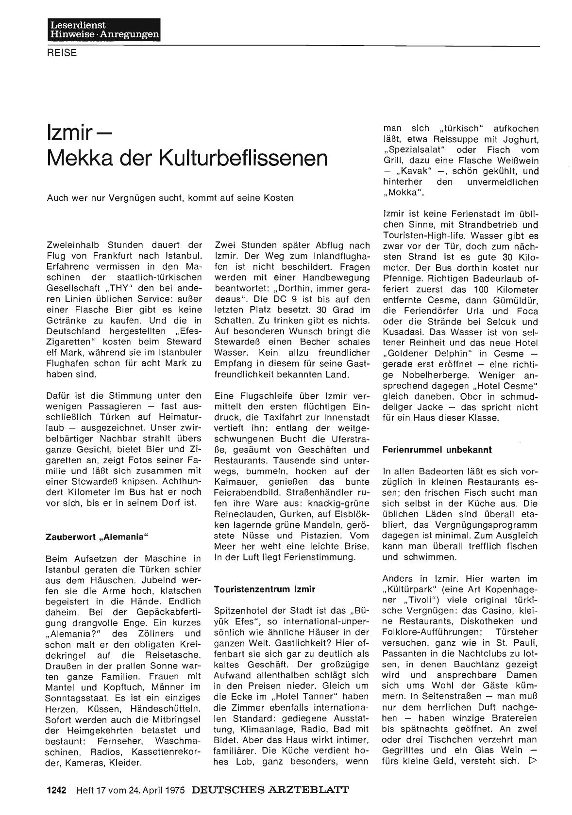 Vorschauseite 1: lzmir — Mekka der Kulturbeflissenen