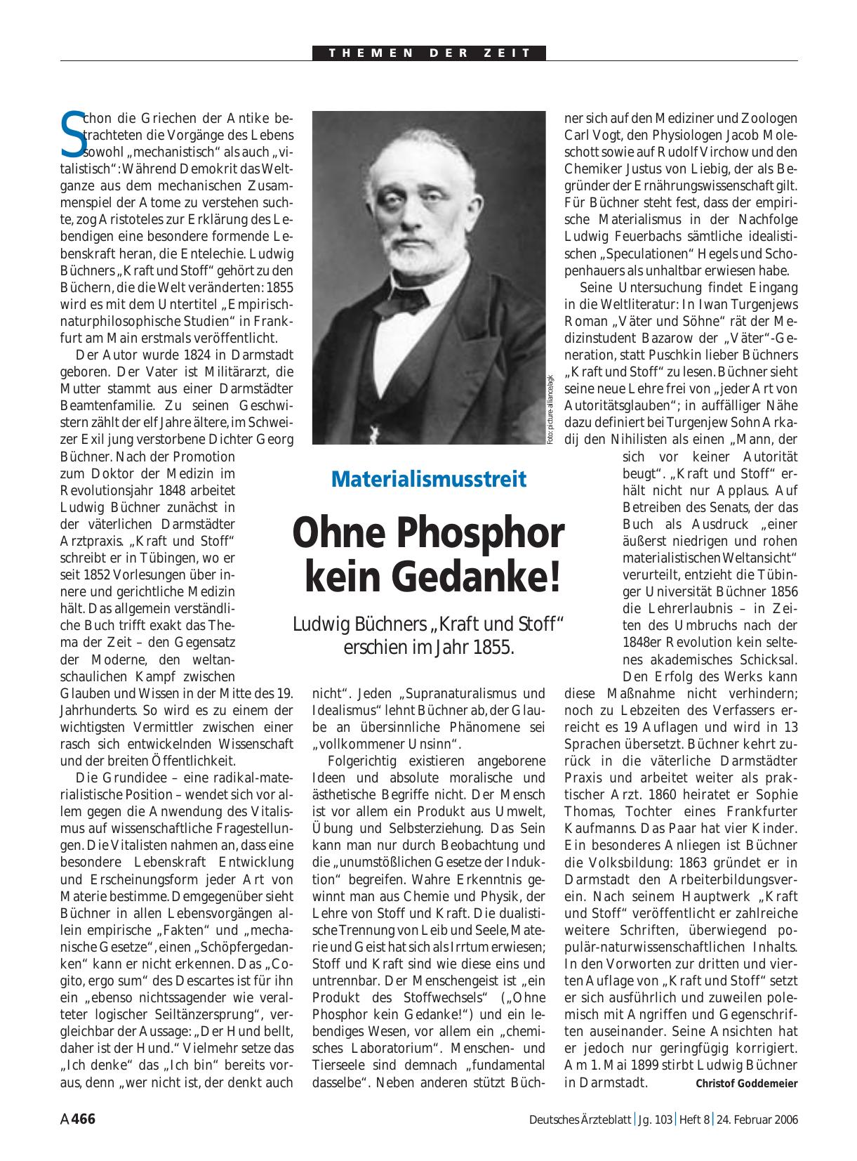 Vorschauseite 1: Materialismusstreit: Ohne Phosphor kein Gedanke!