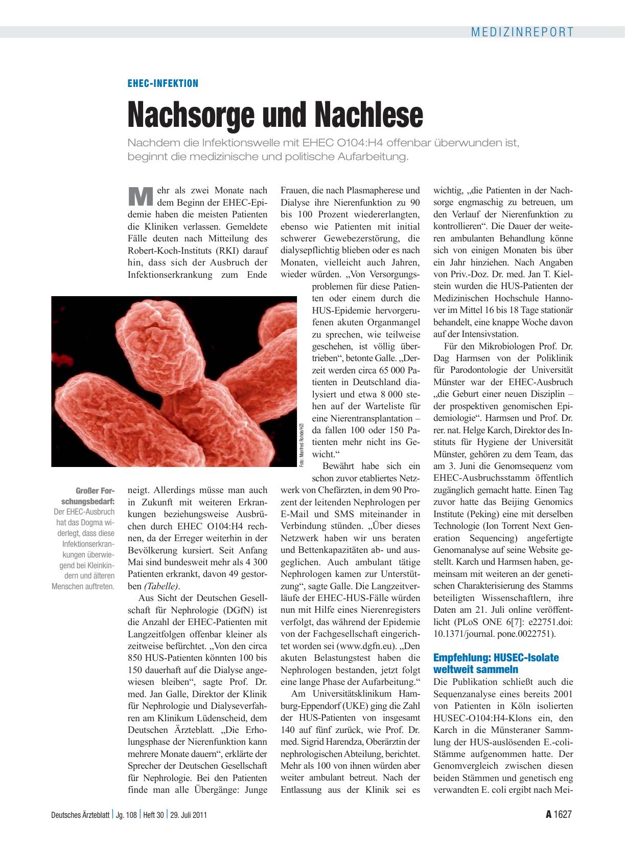 Vorschauseite 1: EHEC-Infektion: Nachsorge und Nachlese