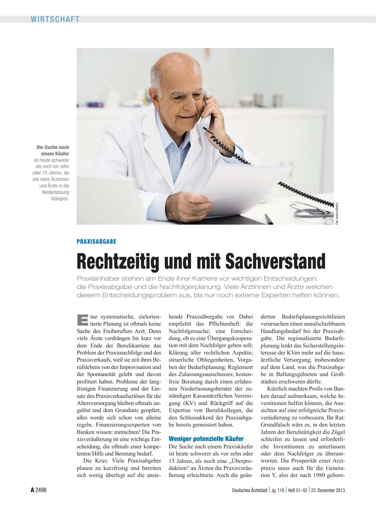 Vorschauseite 1: Praxisabgabe: Rechtzeitig und mit Sachverstand