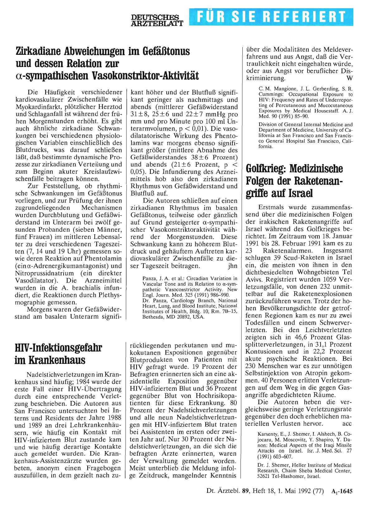 Vorschauseite 1: Golfkrieg: Medizinische Folgen der Raketenangriffe auf Israel