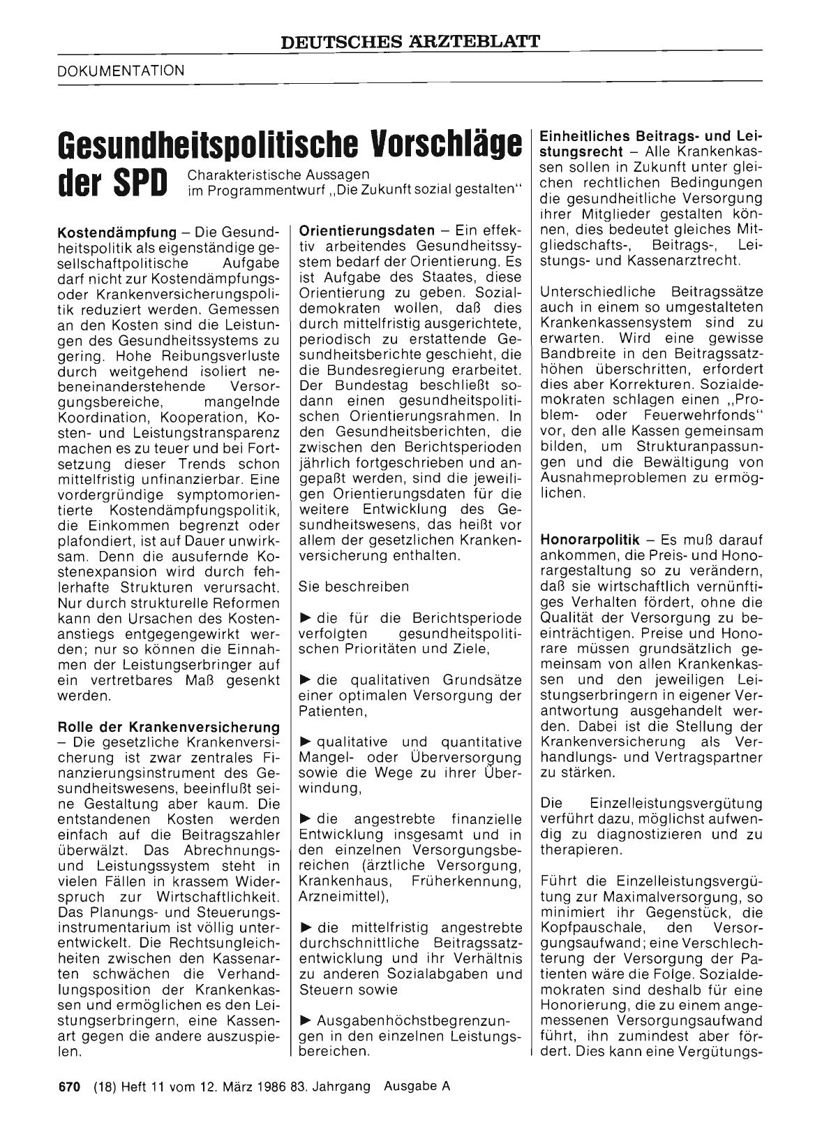 Vorschauseite 1: Gesundheitspolitische Vorschläge der SPD