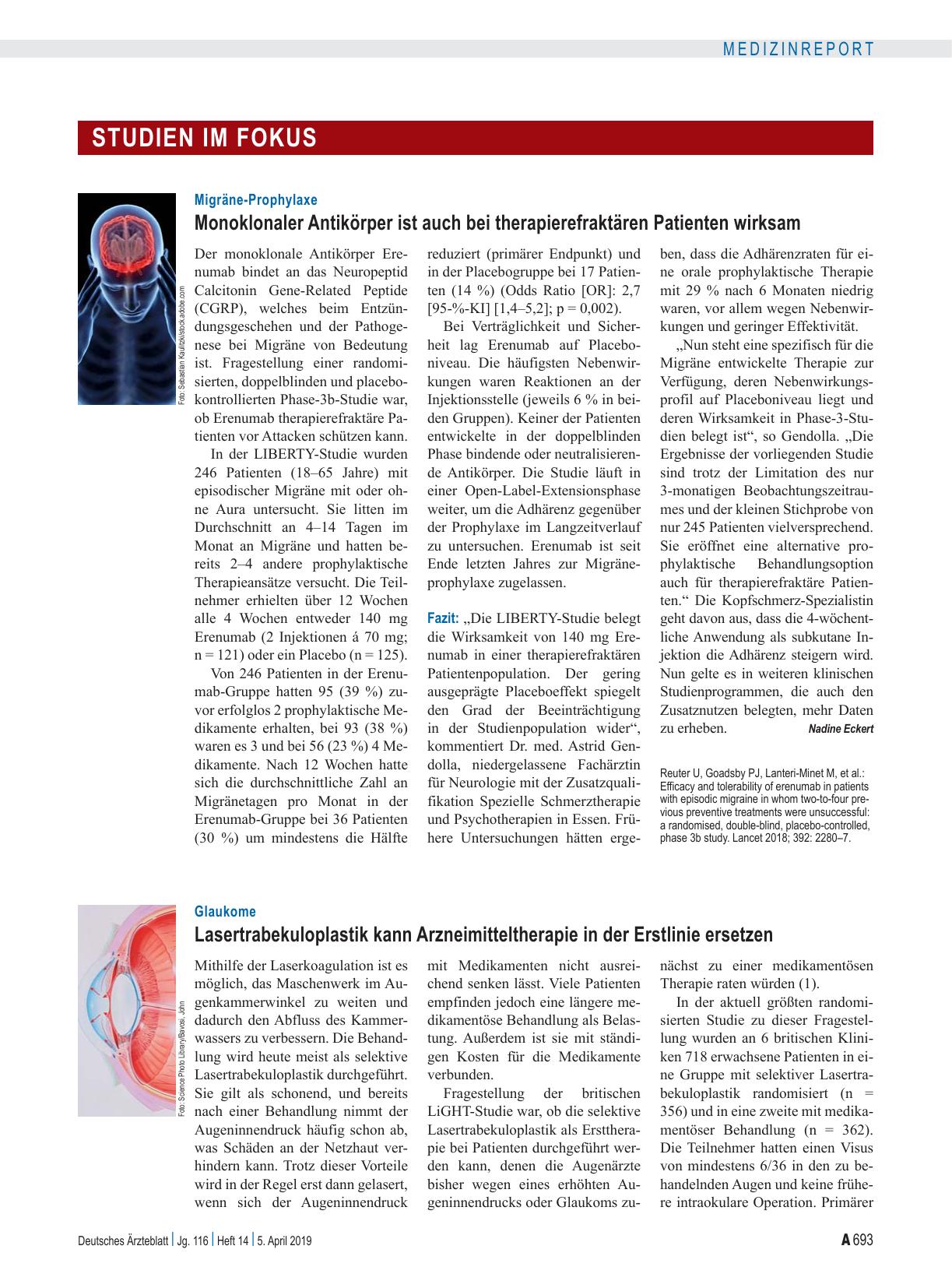 Vorschauseite 1: Migräne-Prophylaxe: Monoklonaler Antikörper ist auch bei therapierefraktären Patienten wirksam