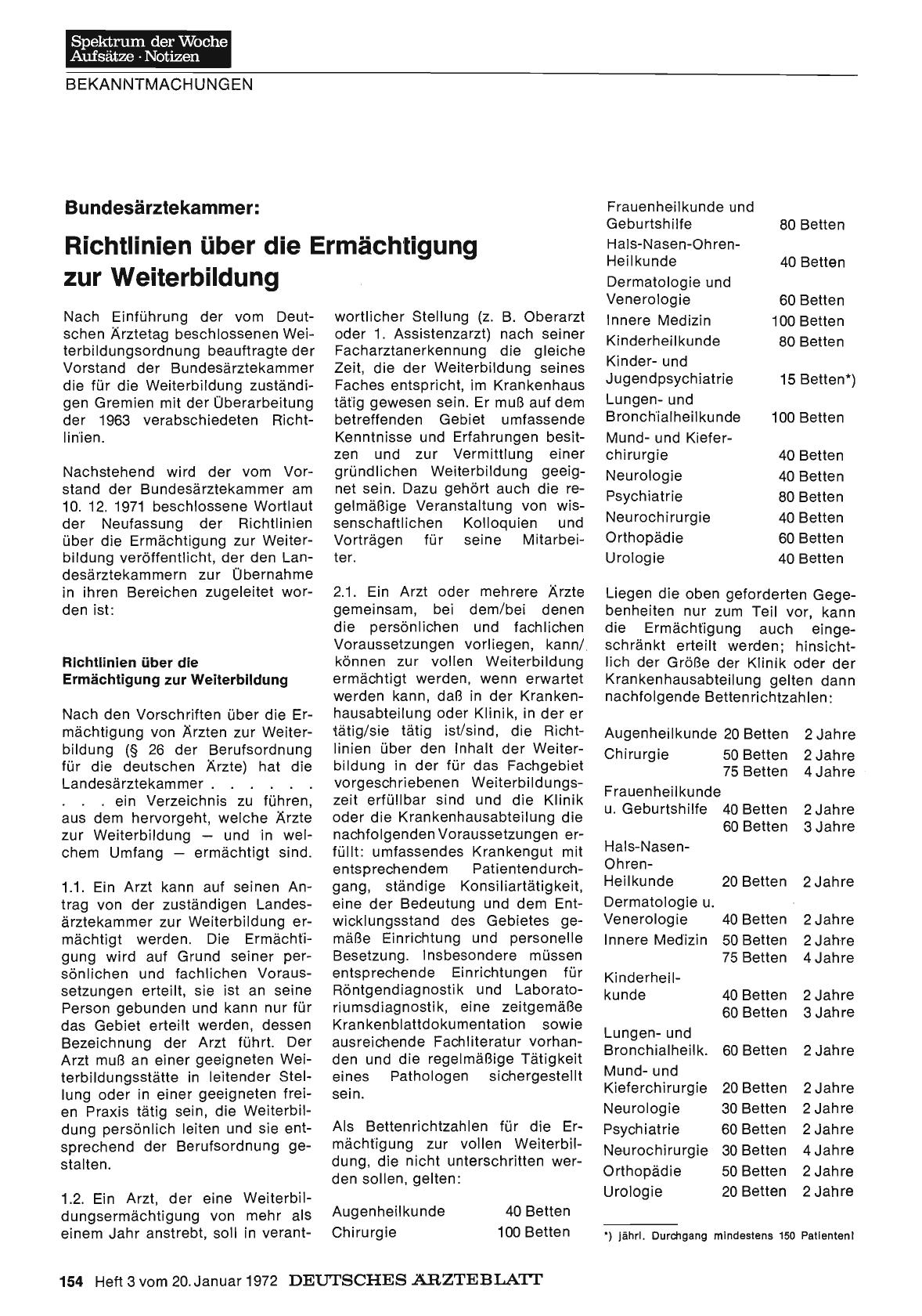 Vorschauseite 1: Bundesärztekammer: Richtlinien über die Ermächtigung zur Weiterbildung