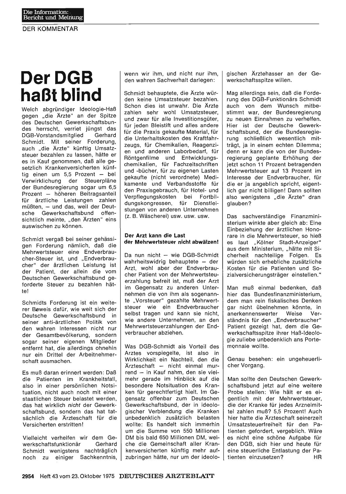 Vorschauseite 1: Der DGB haßt blind