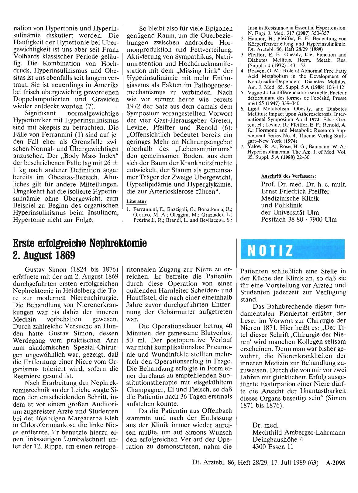 Vorschauseite 1: Erste erfolgreiche Nephrektomie 2. August 1869