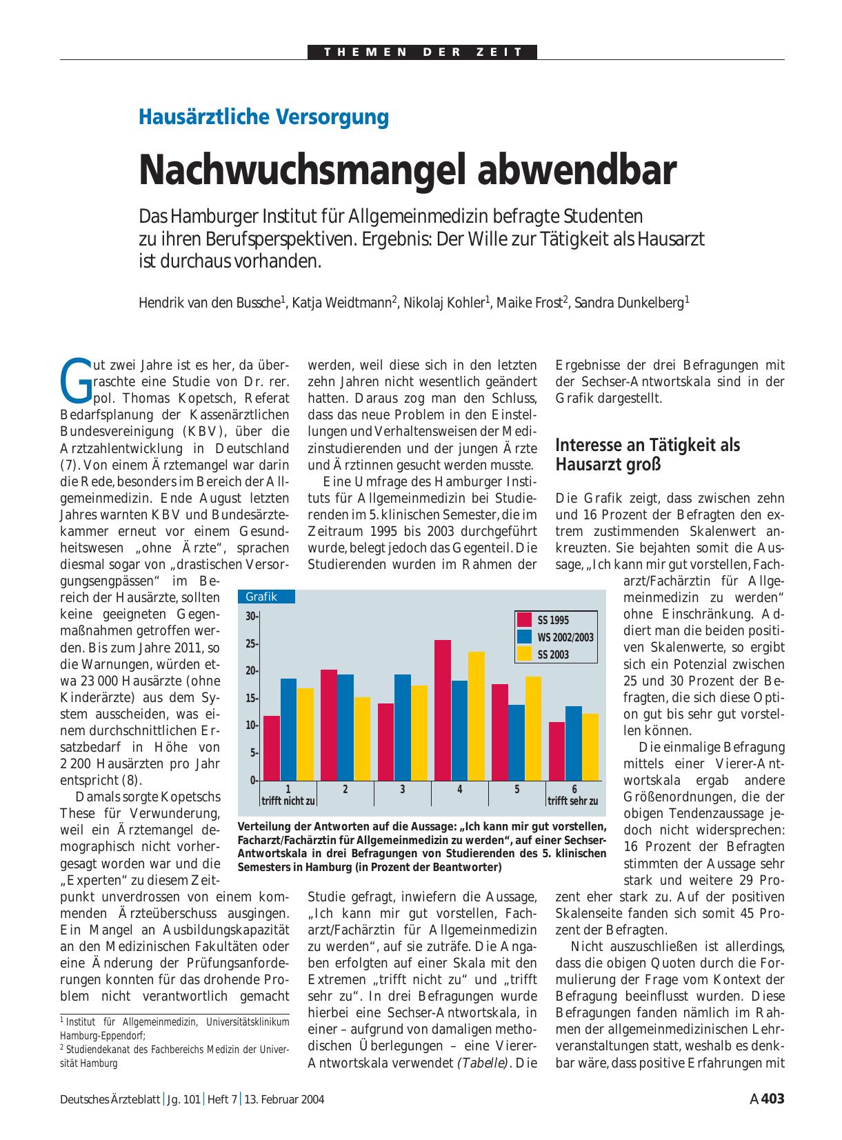 Vorschauseite 1: Hausärztliche Versorgung: Nachwuchsmangel abwendbar