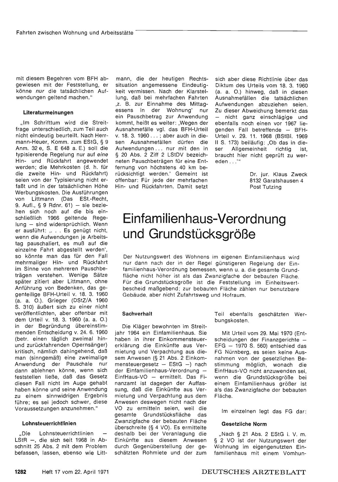 Vorschauseite 1: Einfamilienhaus-Verordnung und Grundstücksgröße