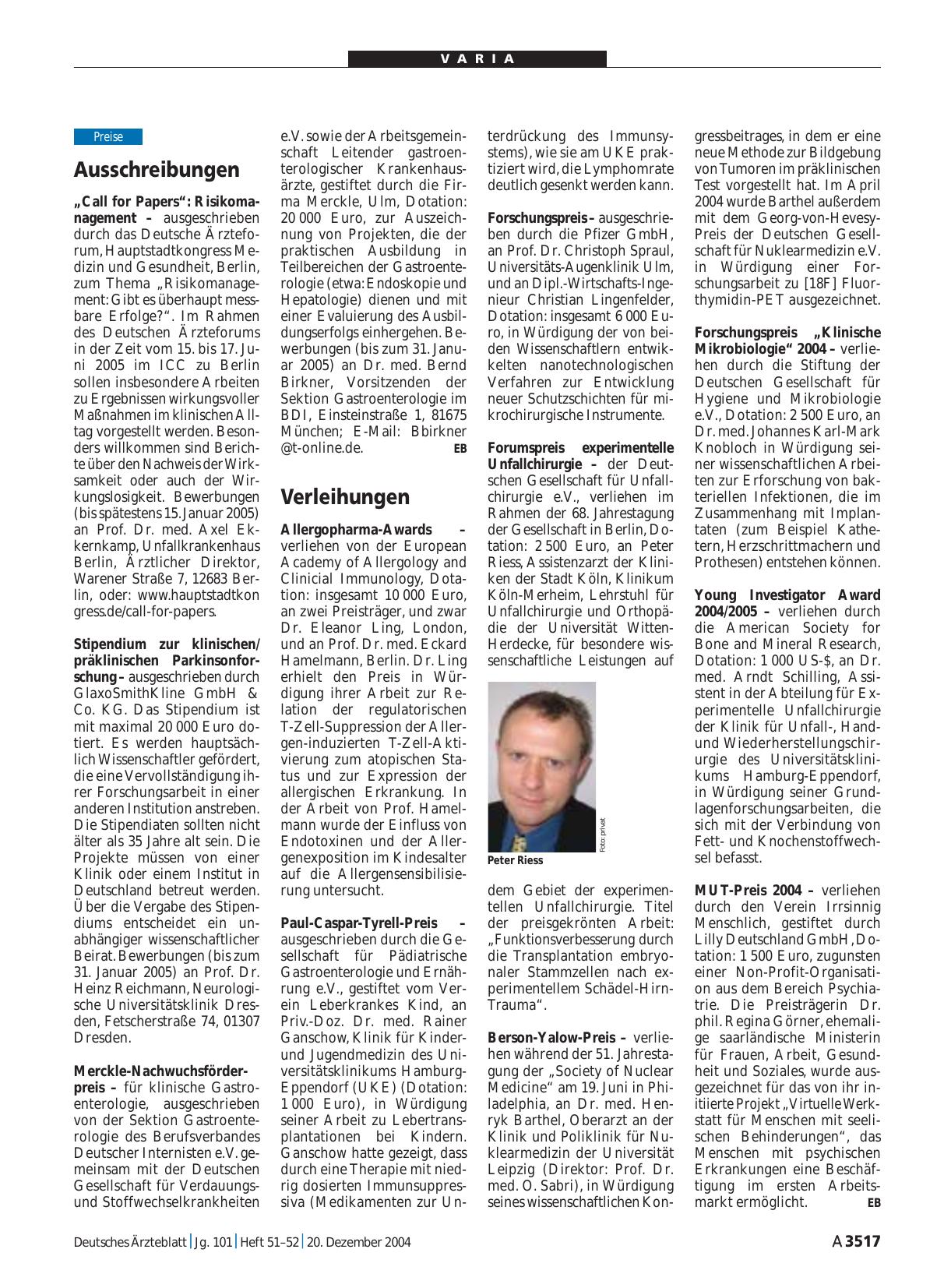 Vorschauseite 1: Ausschreibungen