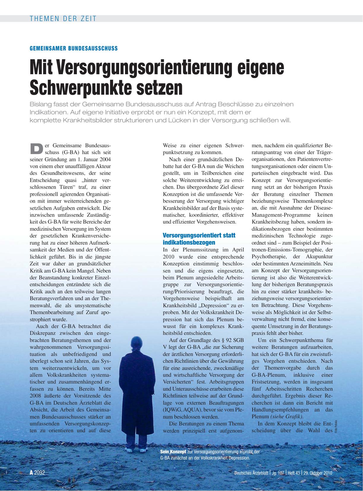 Vorschauseite 1: Gemeinsamer Bundesausschuss: Mit Versorgungsorientierung eigene Schwerpunkte setzen