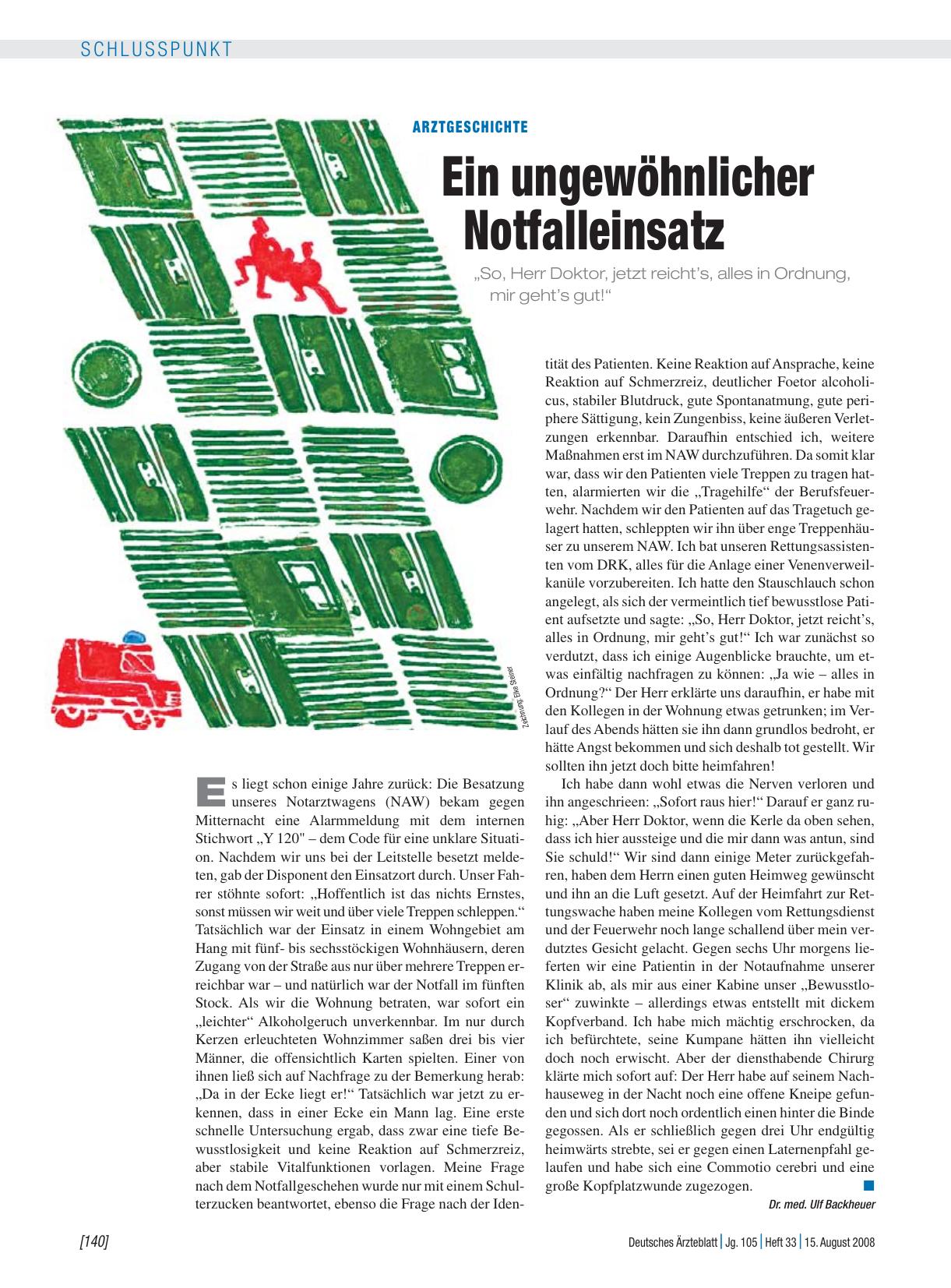 Vorschauseite 1: Arztgeschichte: Ein ungewöhnlicher Notfalleinsatz