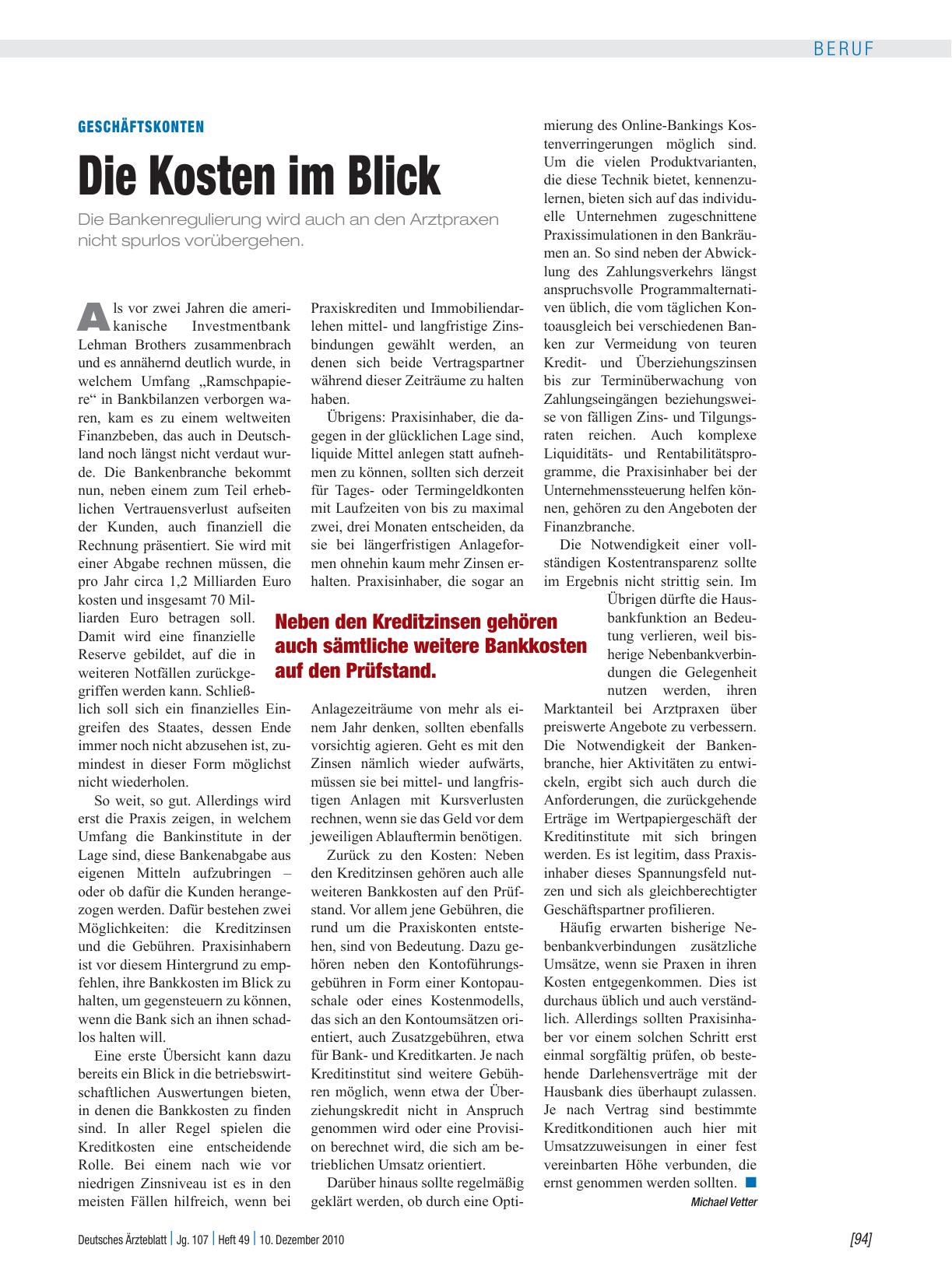 Vorschauseite 1: Geschäftskonten: Die Kosten im Blick