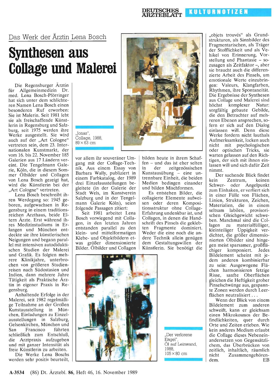 Vorschauseite 1: Das Werk der Ärztin Lena Bosch: Synthesen aus Collage und Malerei
