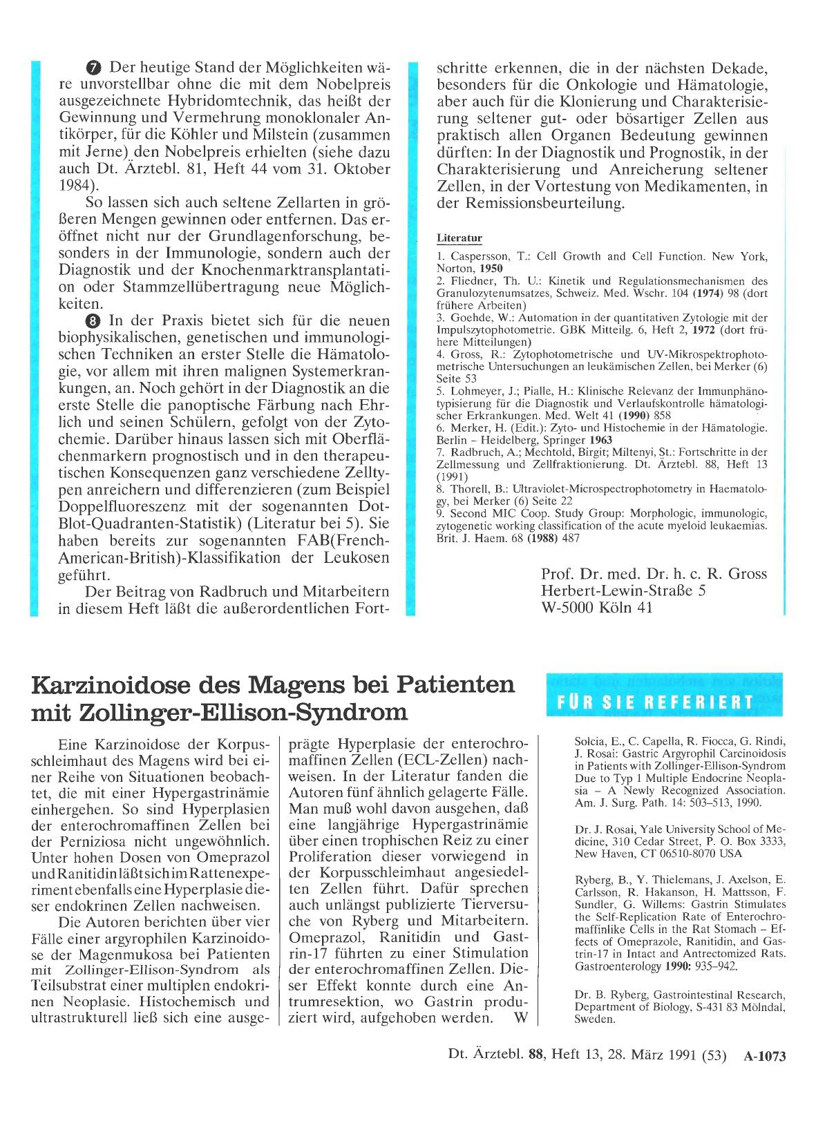 Vorschauseite 1: Karzinoidose des Magens bei Patienten mit Zollinger-Ellison-Syndrom