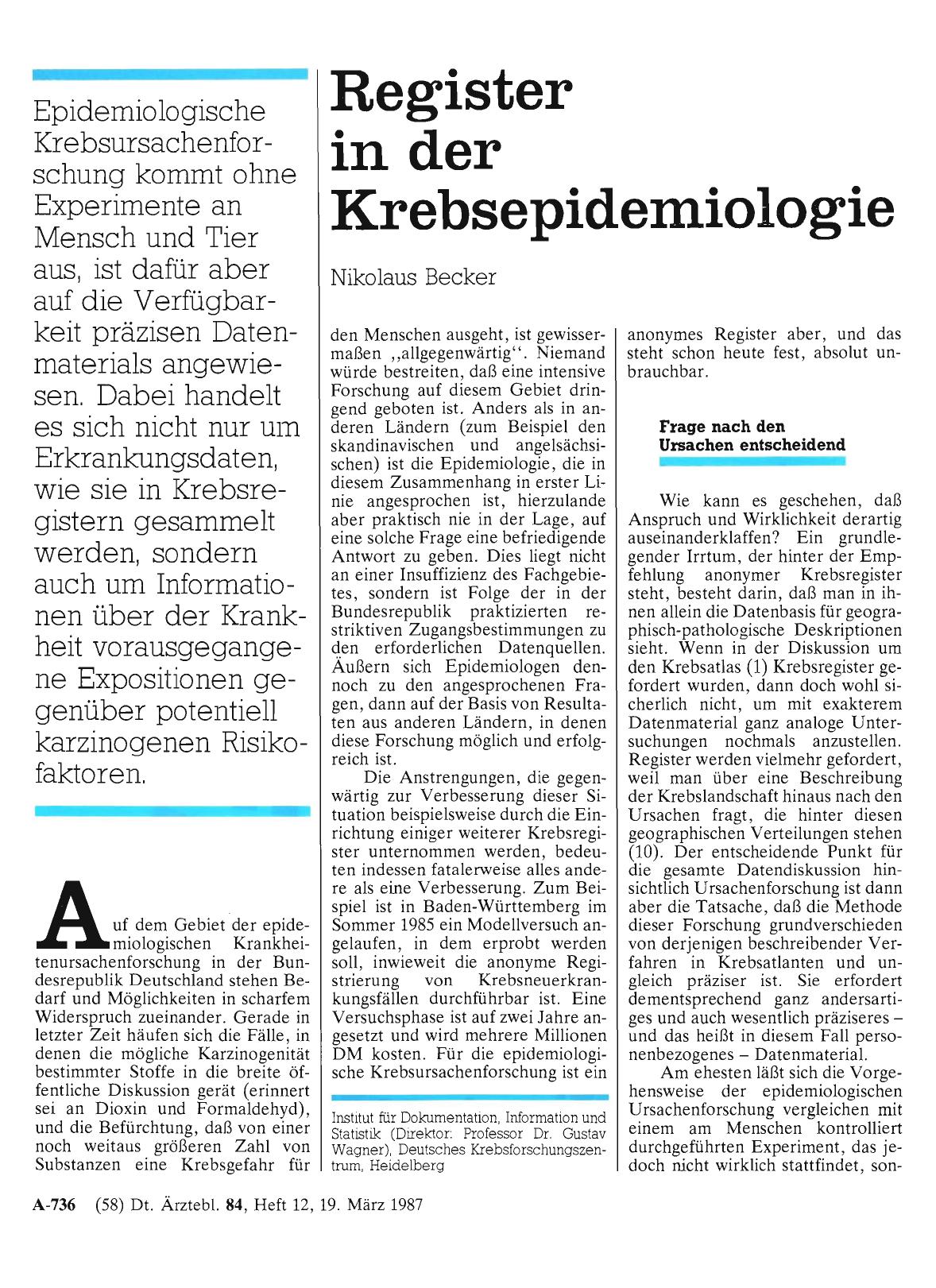 Vorschauseite 1: Register in der Krebsepidemiologie