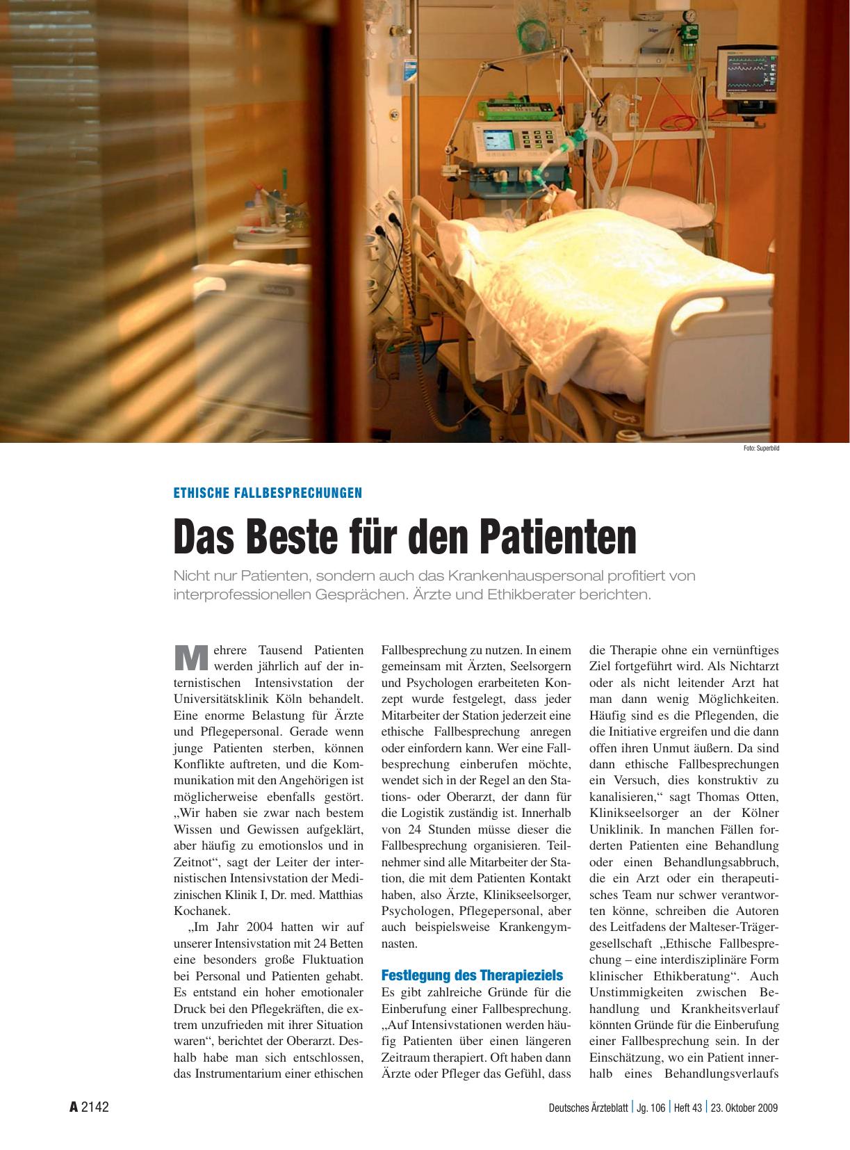 Vorschauseite 1: Ethische Fallbesprechungen: Das Beste für den Patienten