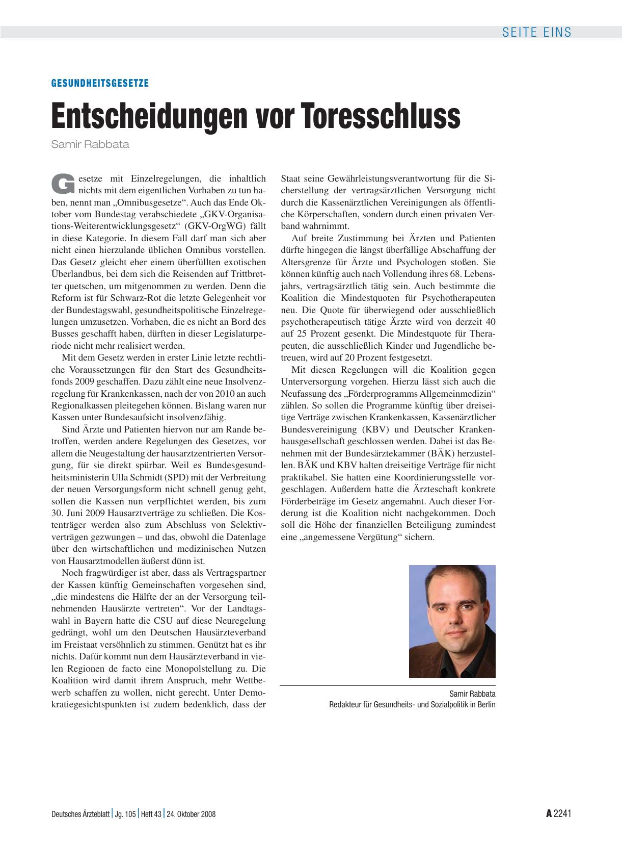 Vorschauseite 1: Gesundheitsgesetze: Entscheidungen vor Toresschluss