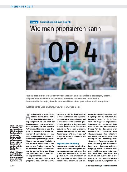 Vorschauseite 1: Verschiebung elektiver Eingriffe: Wie man priorisieren kann