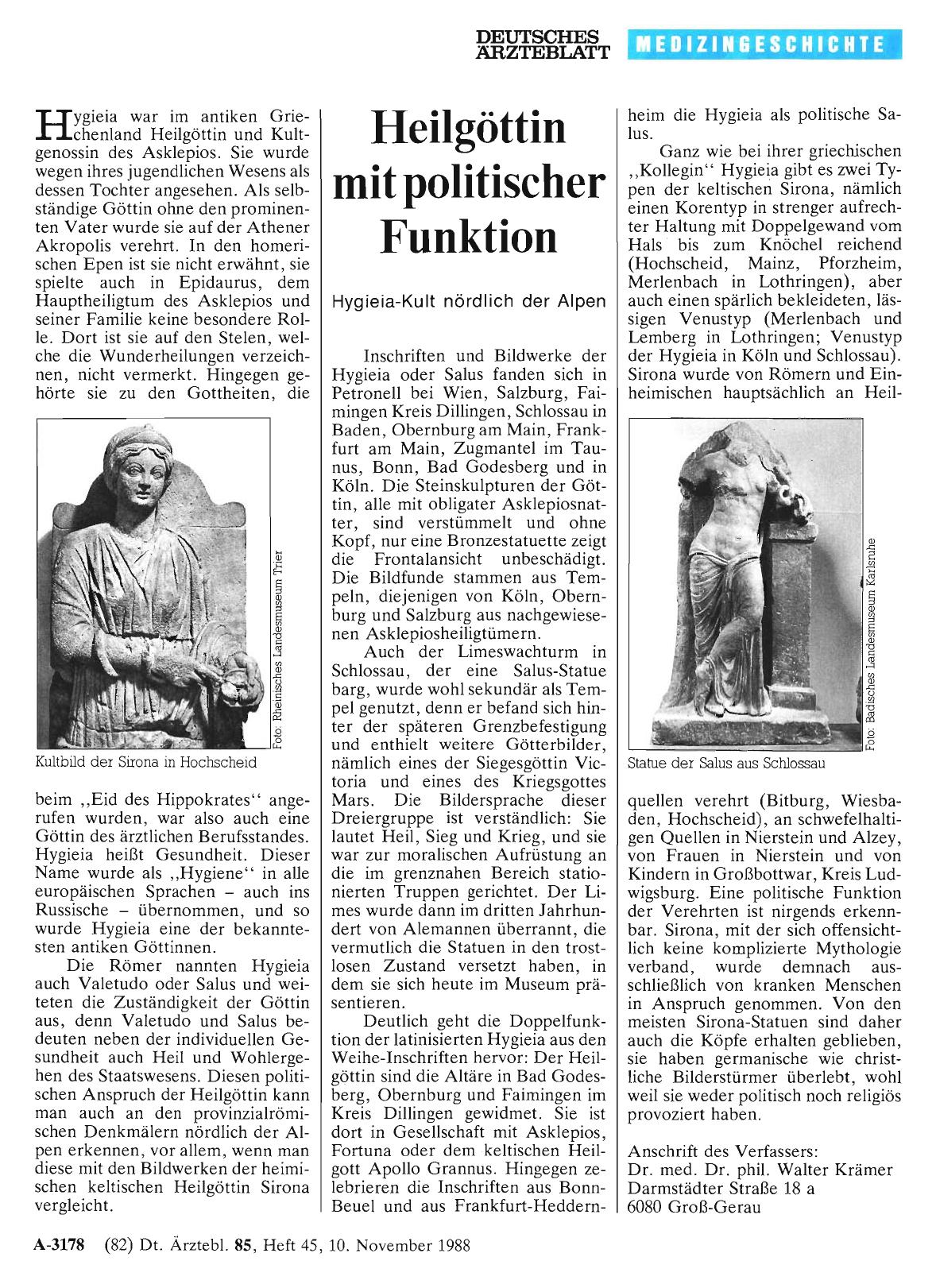 Vorschauseite 1: Heilgöttin mit politischer Funktion: Hygieia-Kult nördlich der Alpen