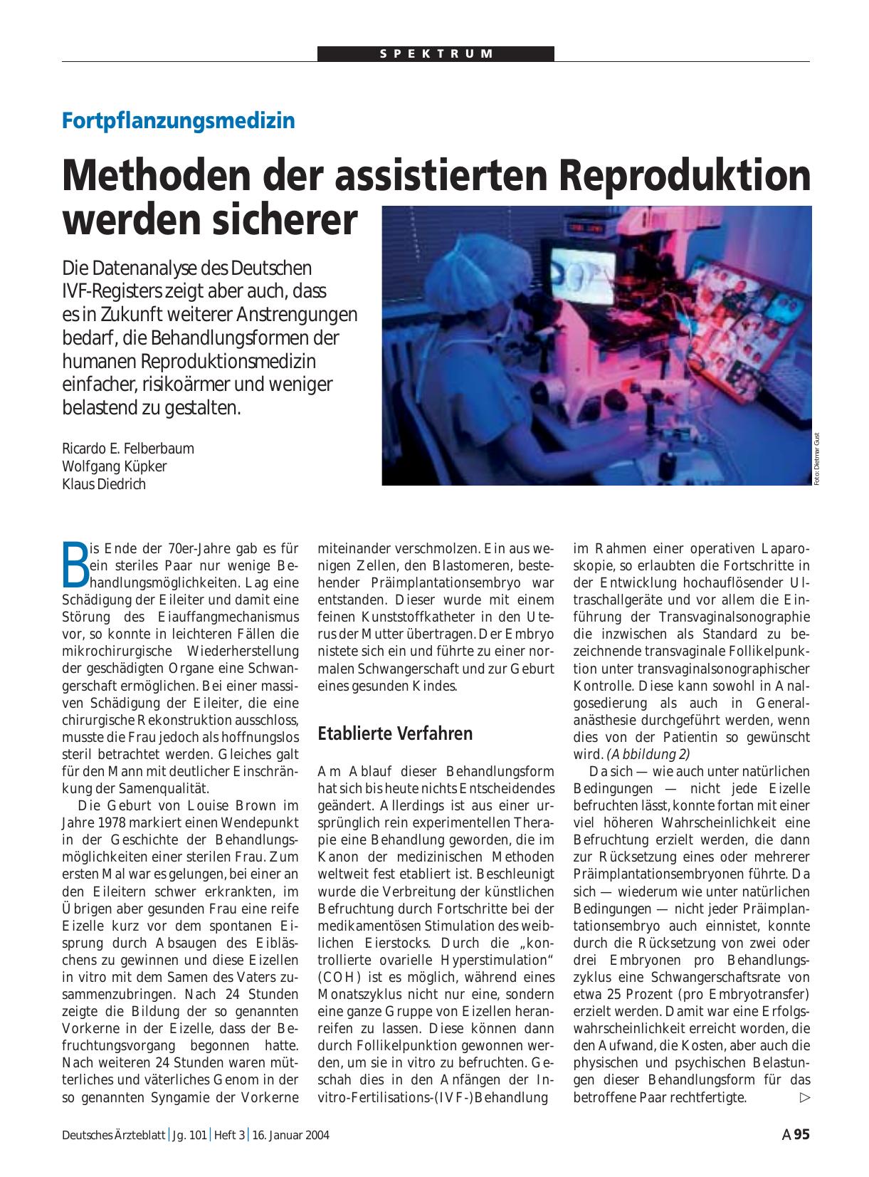 Vorschauseite 1: Fortpflanzungsmedizin: Methoden der assistierten Reproduktion werden sicherer