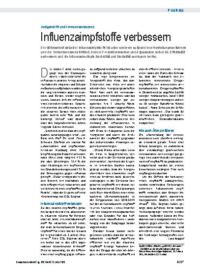 Vorschauseite 1: Antigendrift und Immunoseneszenz: Influenzaimpfstoffe verbessern