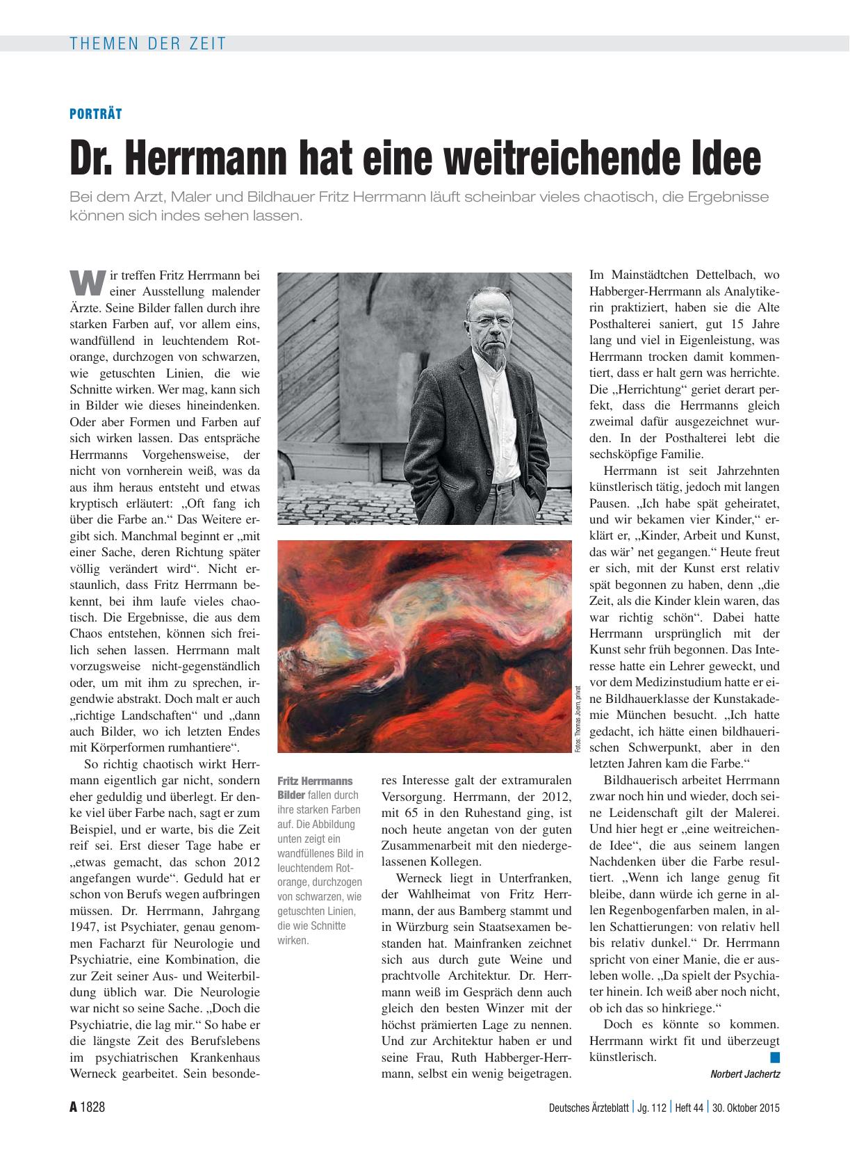 Vorschauseite 1: Porträt: Dr. Herrmann hat eine weitreichende Idee