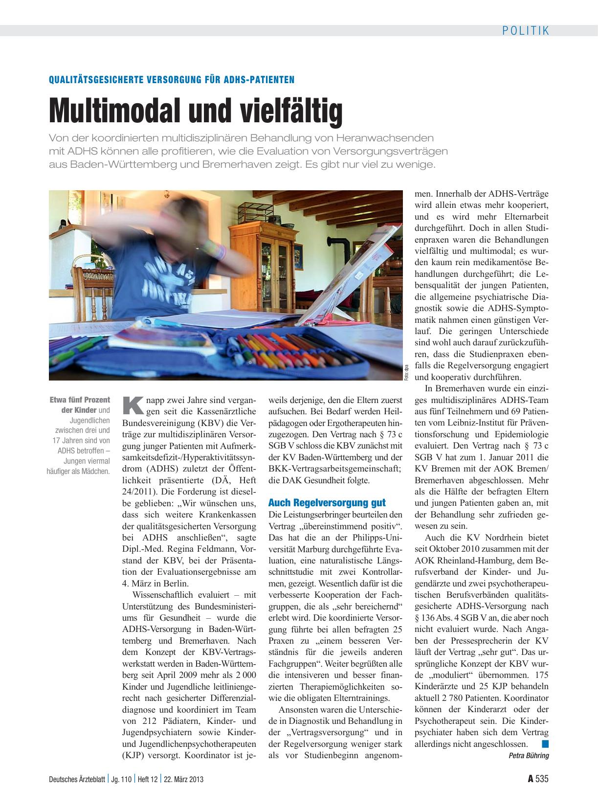 Vorschauseite 1: Qualitätsgesicherte Versorgung für ADHS-Patienten: Multimodal und vielfältig