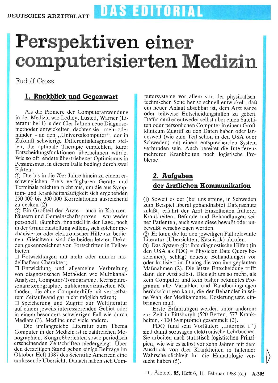 Vorschauseite 1: Perspektiven einer computerisierten Medizin