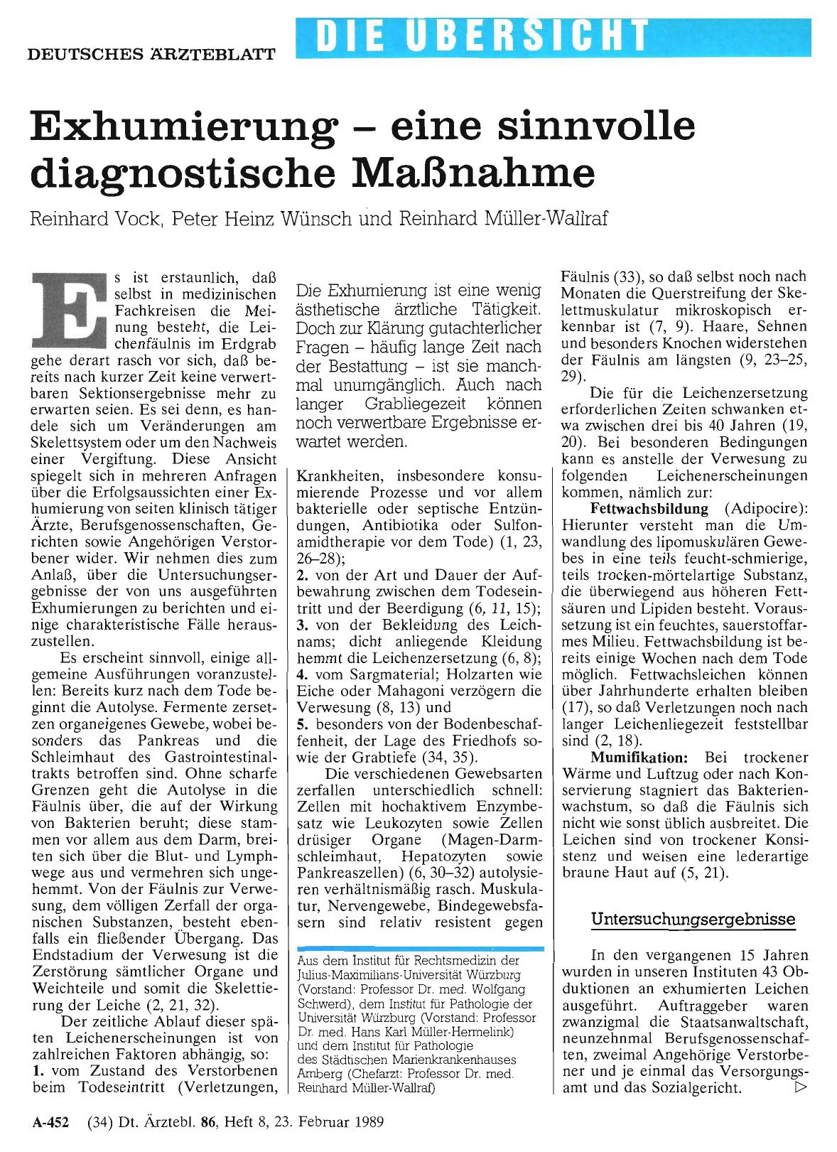 Vorschauseite 1: Exhumierung eine sinnvolle diagnostische Maßnahme