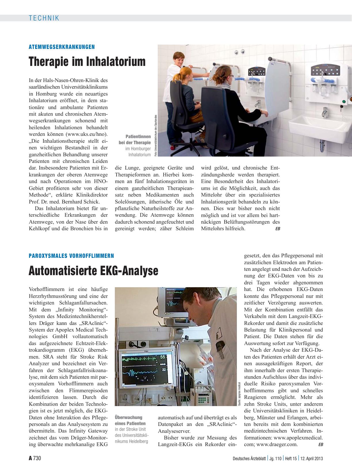 Vorschauseite 1: Paroxysmales Vorhofflimmern: Automatisierte EKG-Analyse