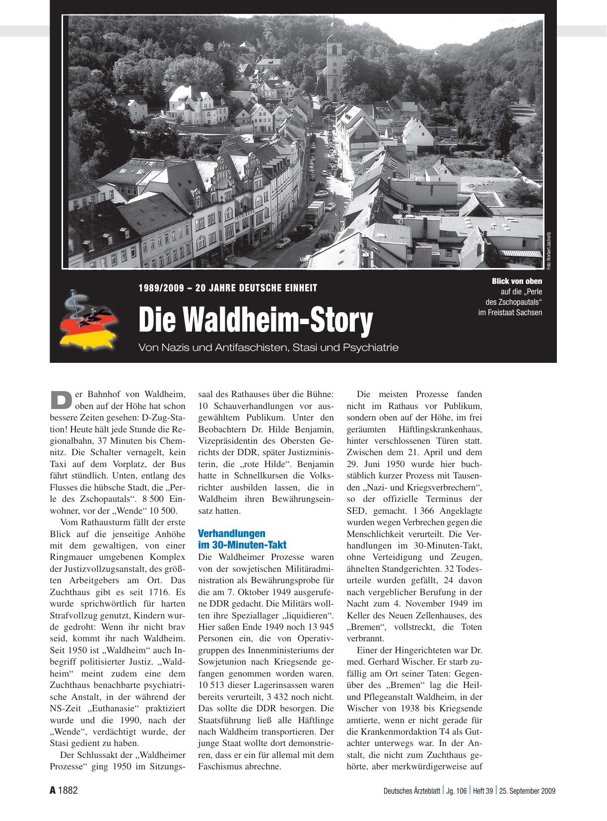 Vorschauseite 1: 1989/2009 – 20 Jahre deutsche Einheit: Die Waldheim-Story