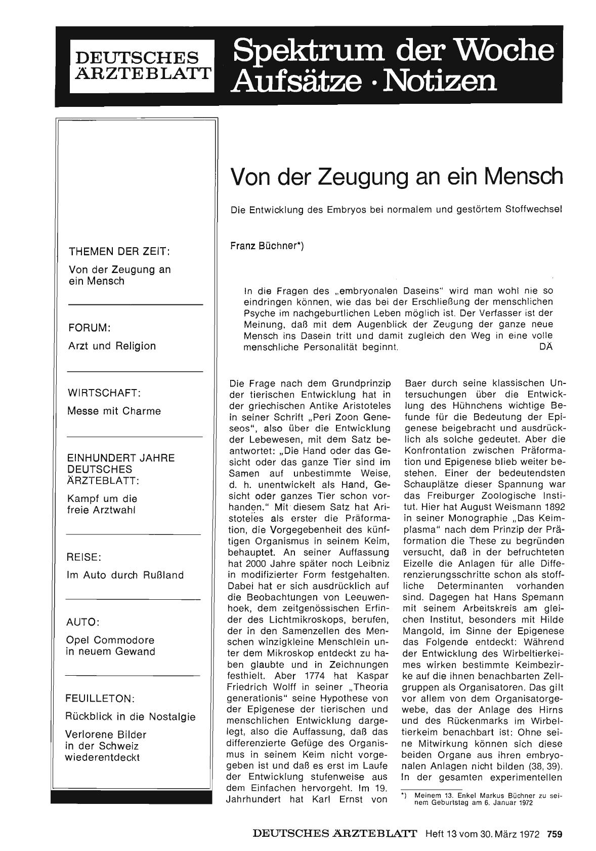 Vorschauseite 1: Von der Zeugung an ein Mensch