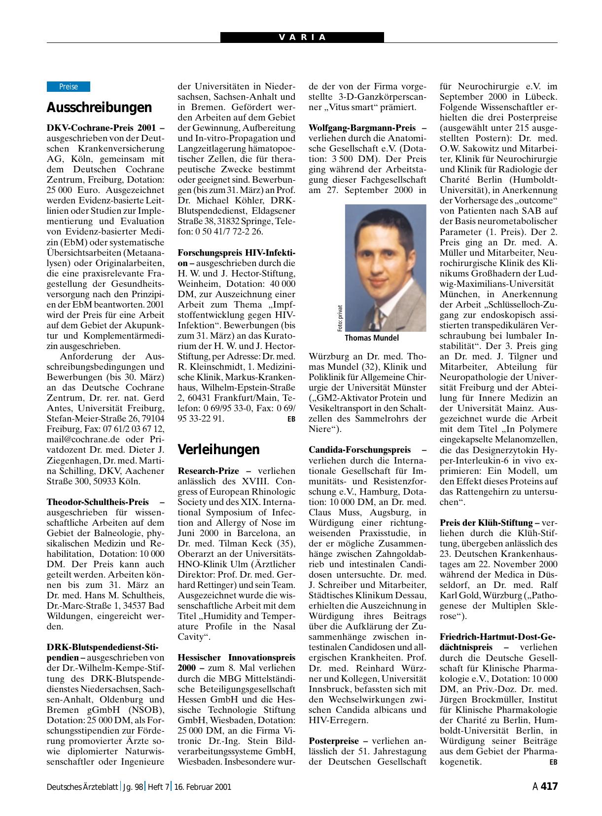 Vorschauseite 1: Ausschreibungen