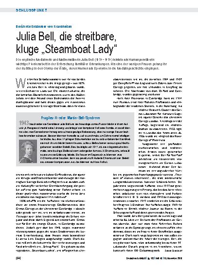 Vorschauseite 1: Berühmte Entdecker von Krankheiten: Julia Bell, die streitbare, kluge „Steamboat Lady“