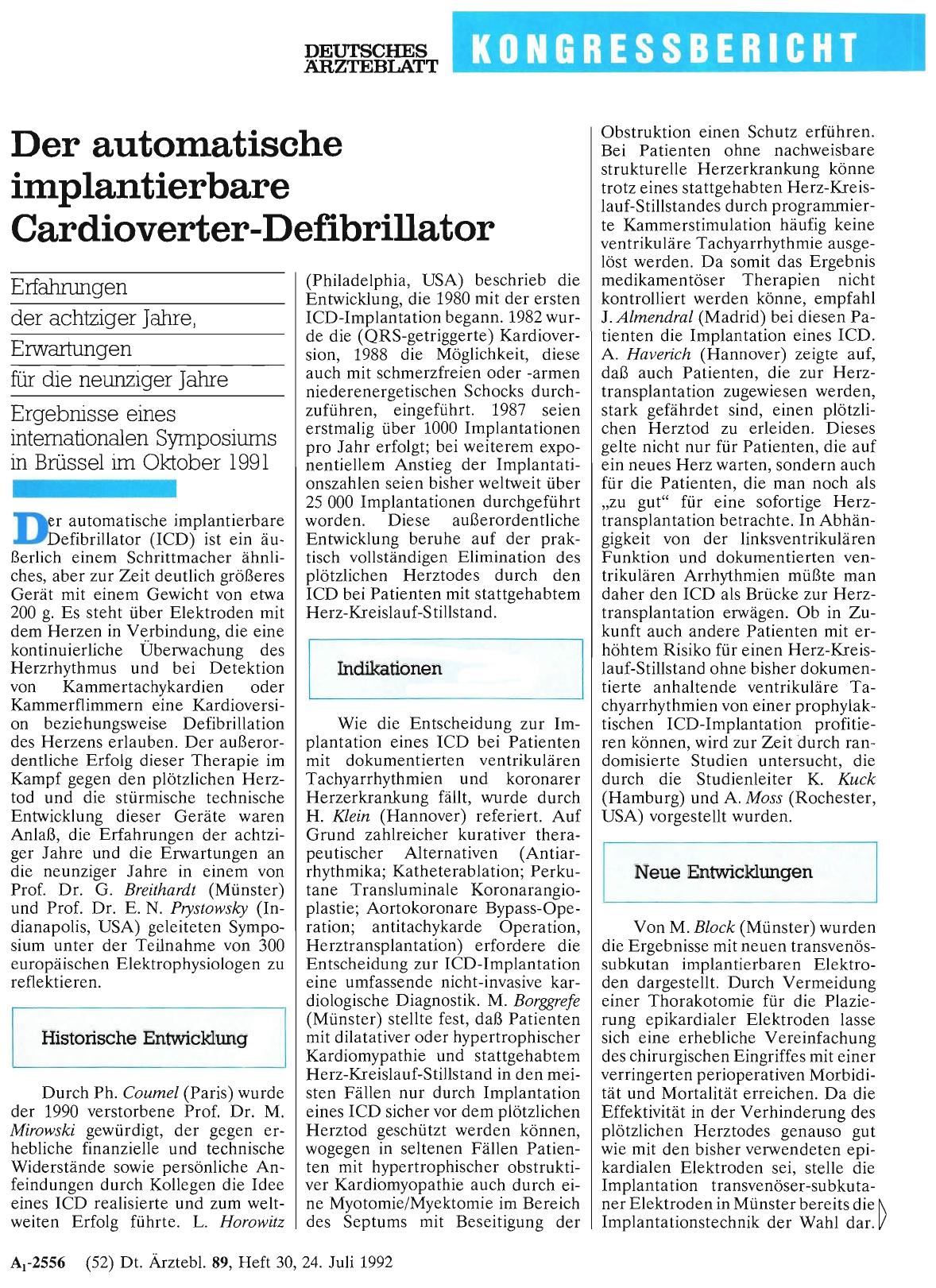Vorschauseite 1: Der automatische implantierbare Cardioverter-Defibrillator