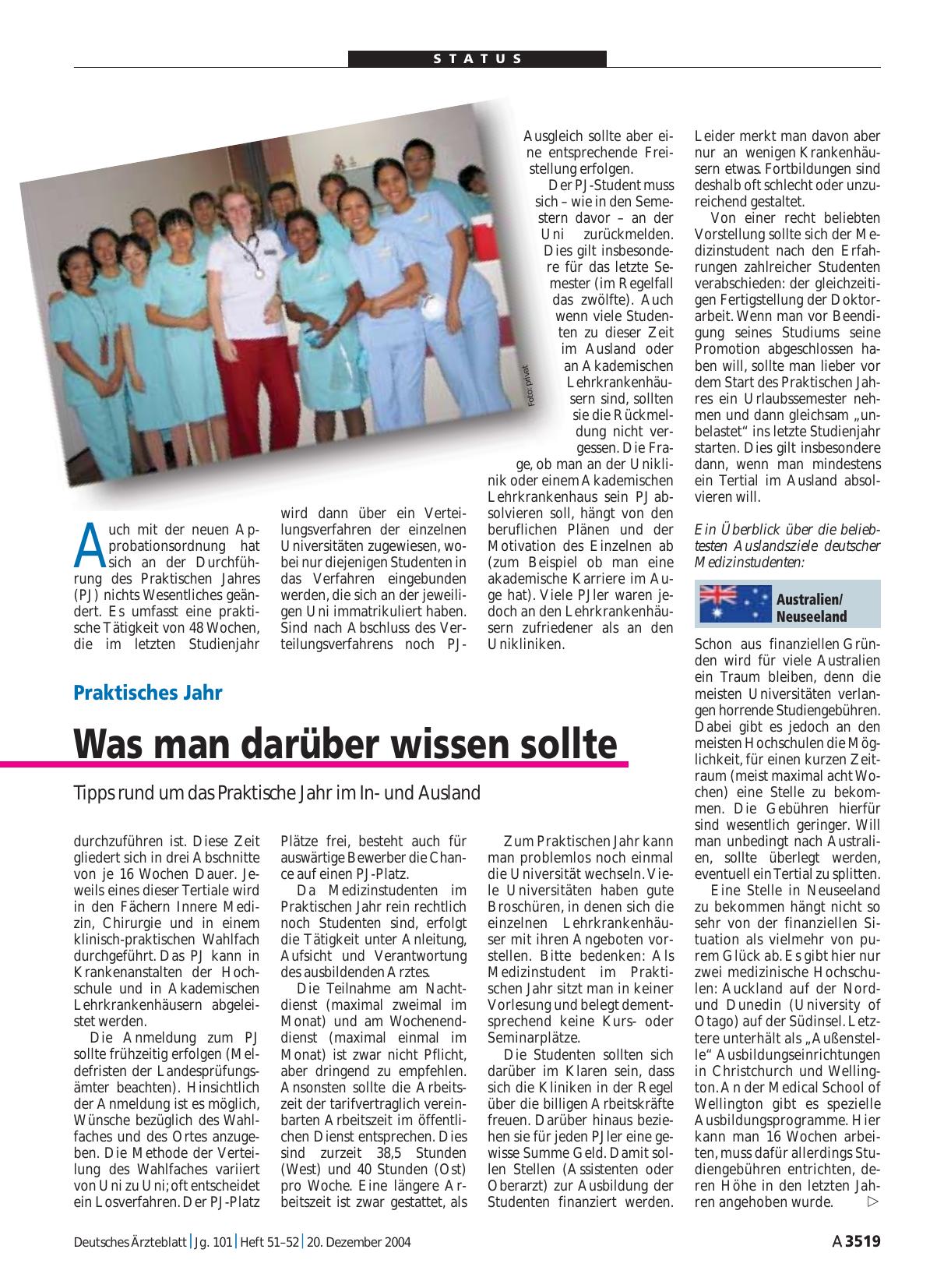 Vorschauseite 1: Praktisches Jahr: Was man darüber wissen sollte