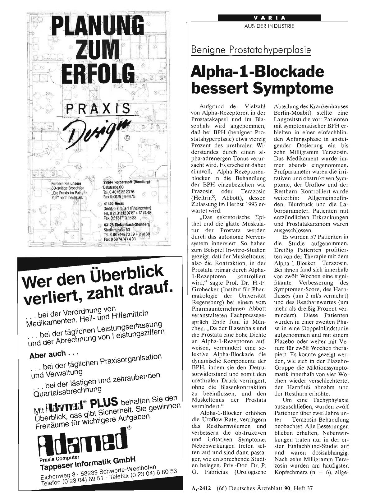 Vorschauseite 1: Benigne Prostatahyperplasie: Alpha-l-Blockade bessert Symptome