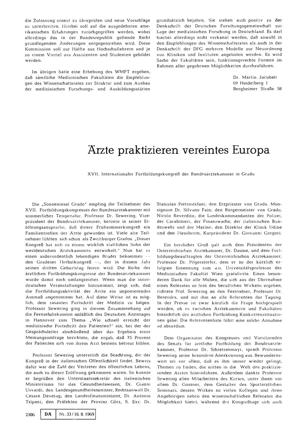 Vorschauseite 1: Ärzte praktizieren vereintes Europa