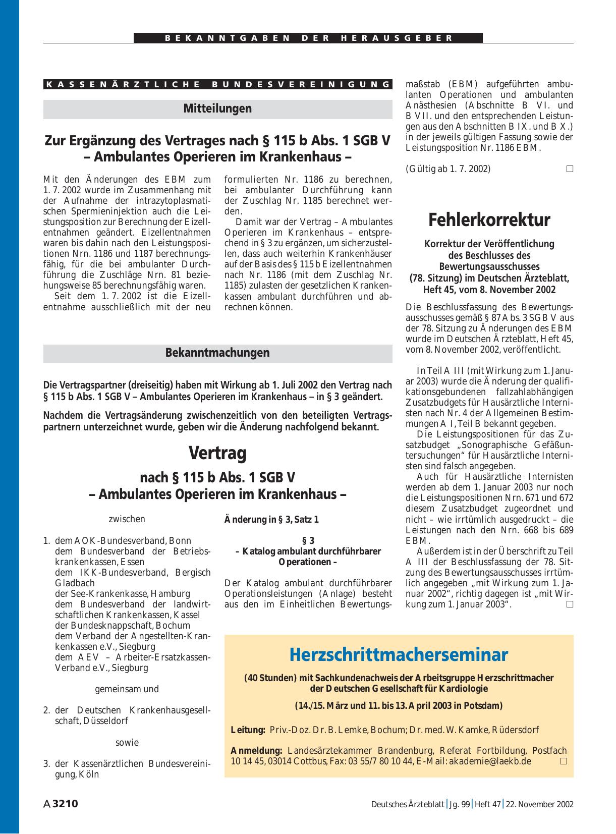 Vorschauseite 1: Herzschrittmacherseminar