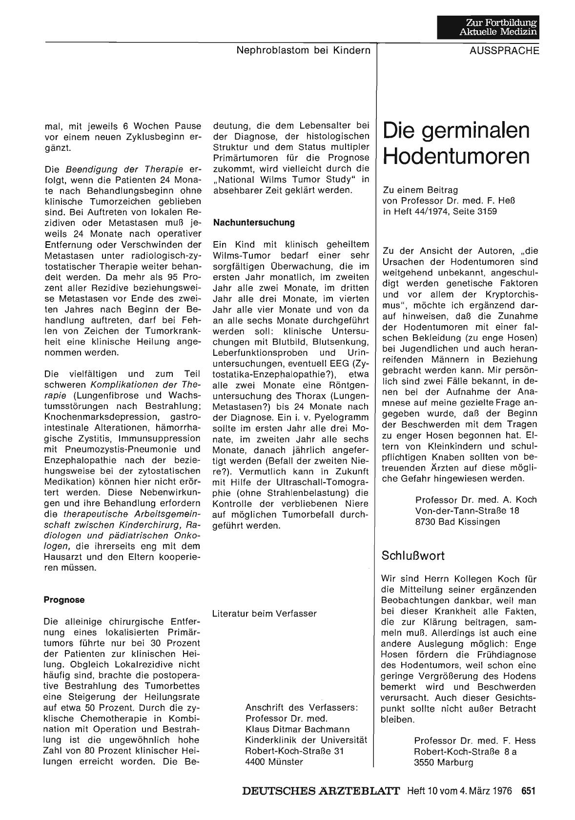 Vorschauseite 1: Die germinalen Hodentumoren