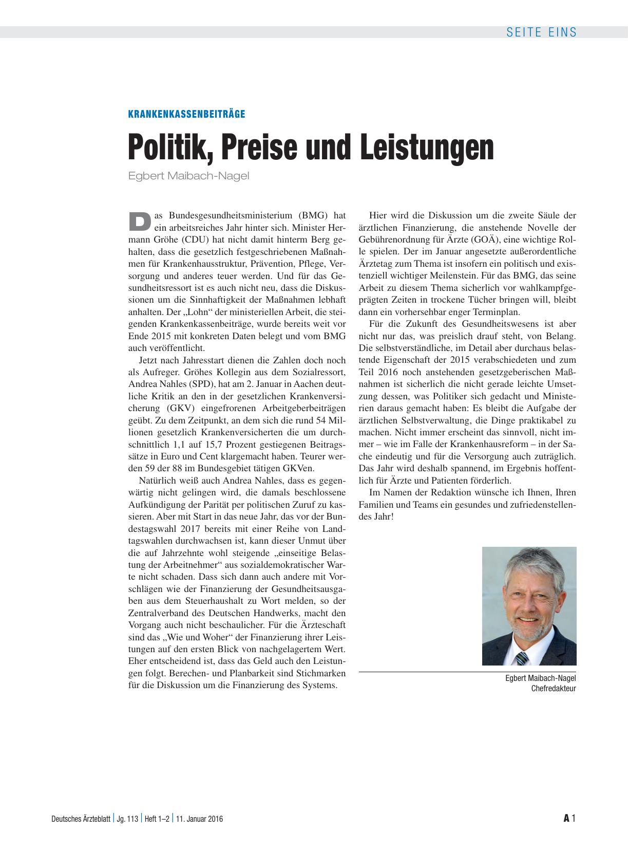 Vorschauseite 1: Krankenkassenbeiträge: Politik, Preise und Leistungen
