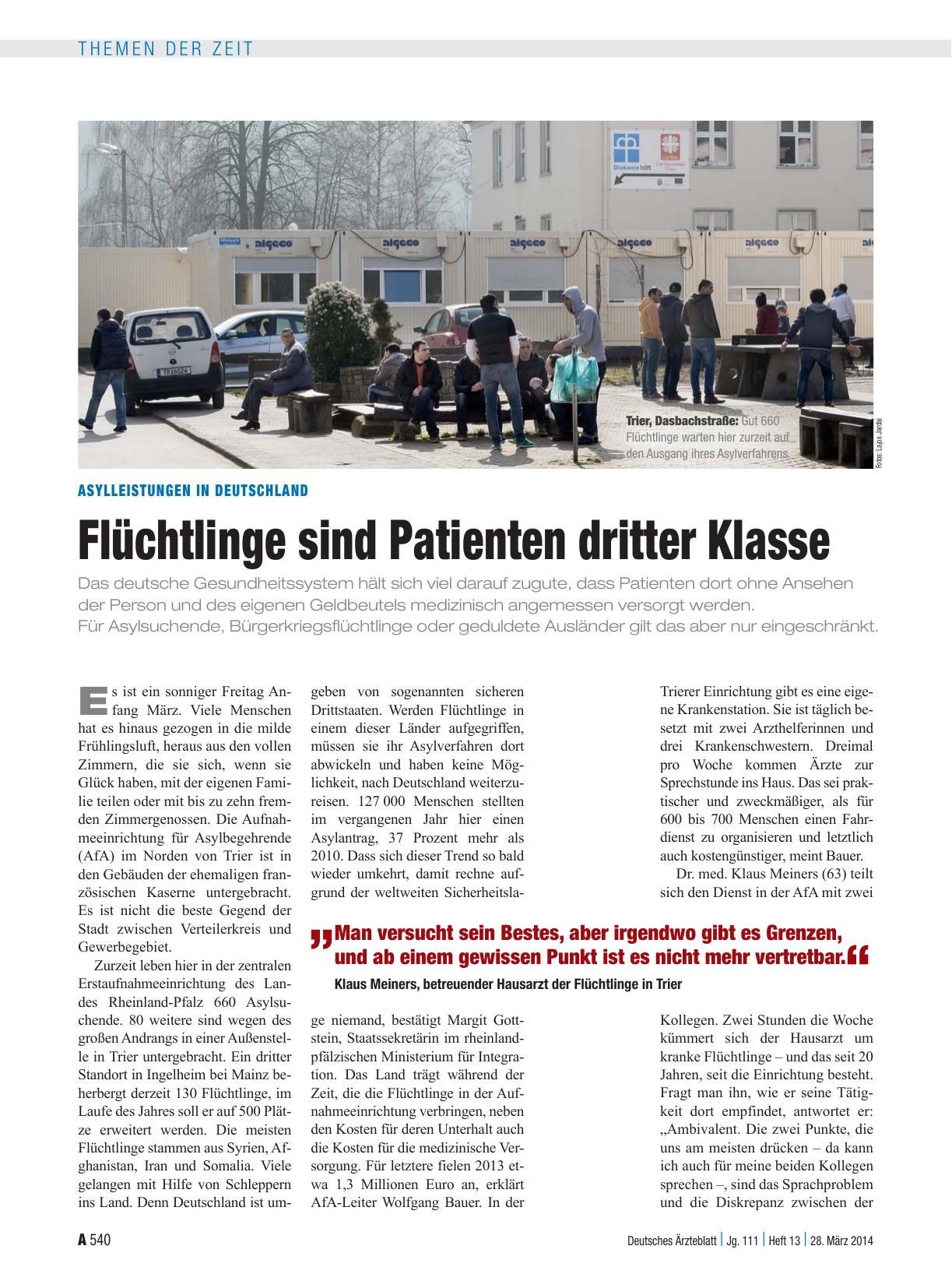 Vorschauseite 1: Asylleistungen in Deutschland: Flüchtlinge sind Patienten dritter Klasse